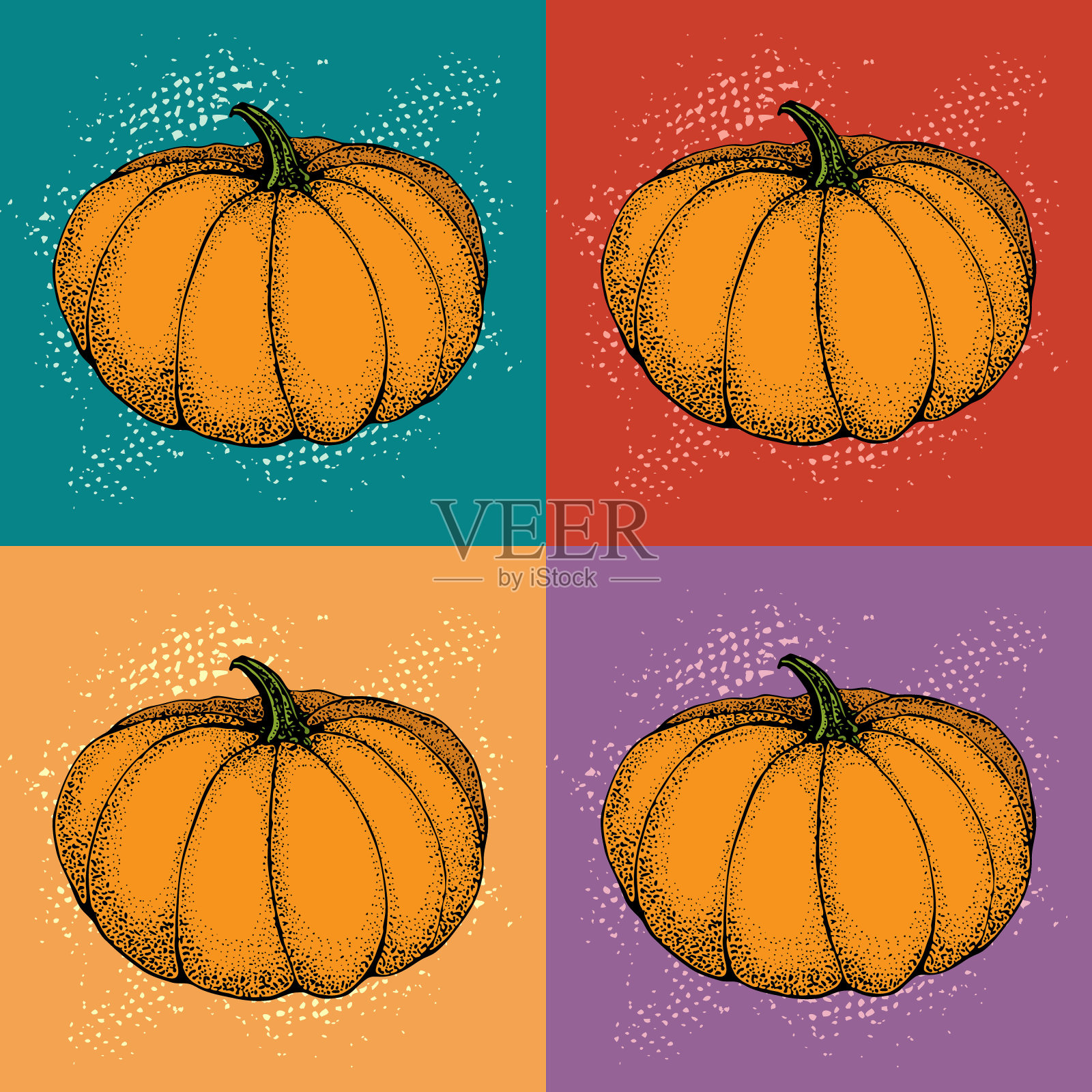 波普艺术风格南瓜图案背景设计元素图片