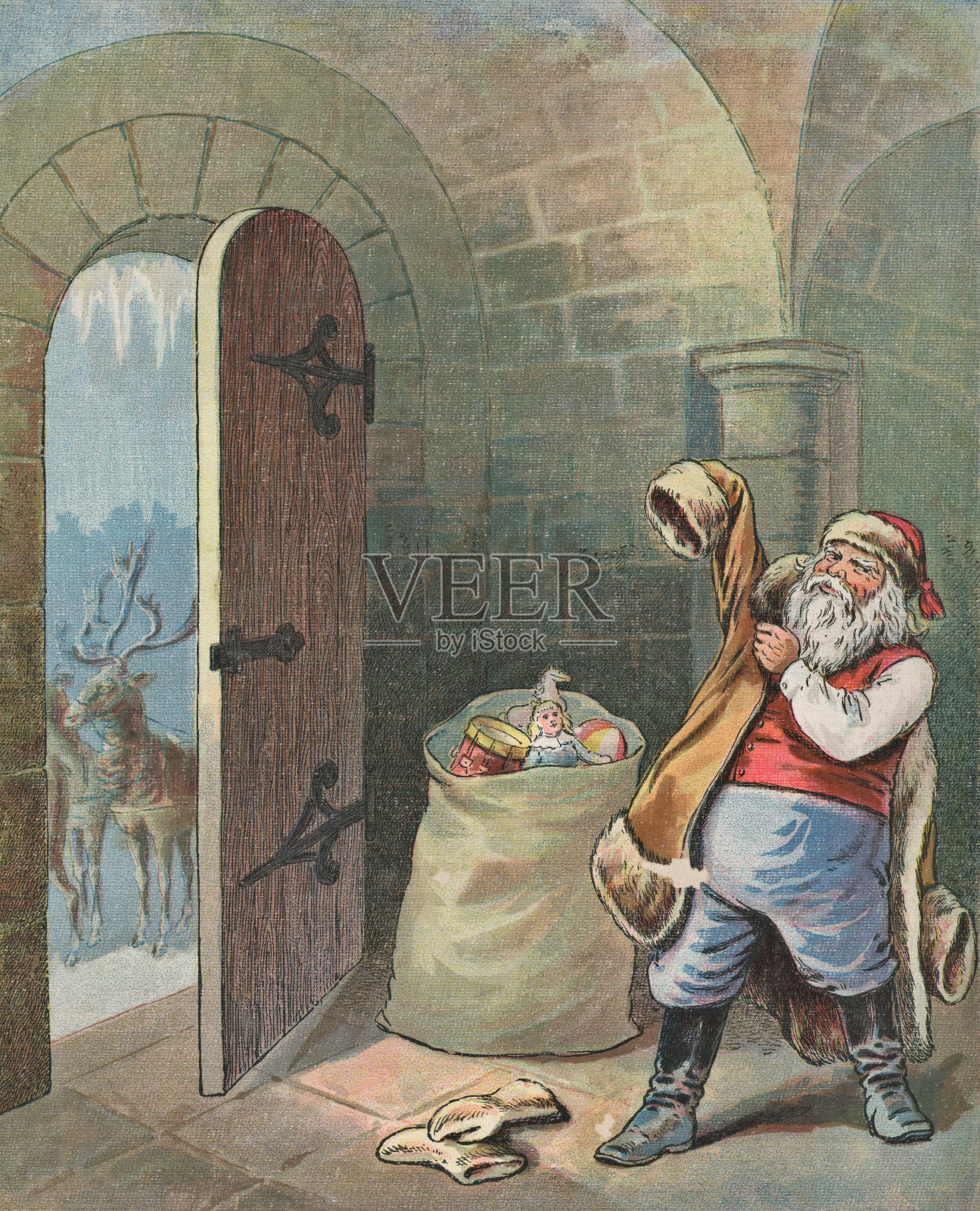 圣诞老人在平安夜离开设计模板素材