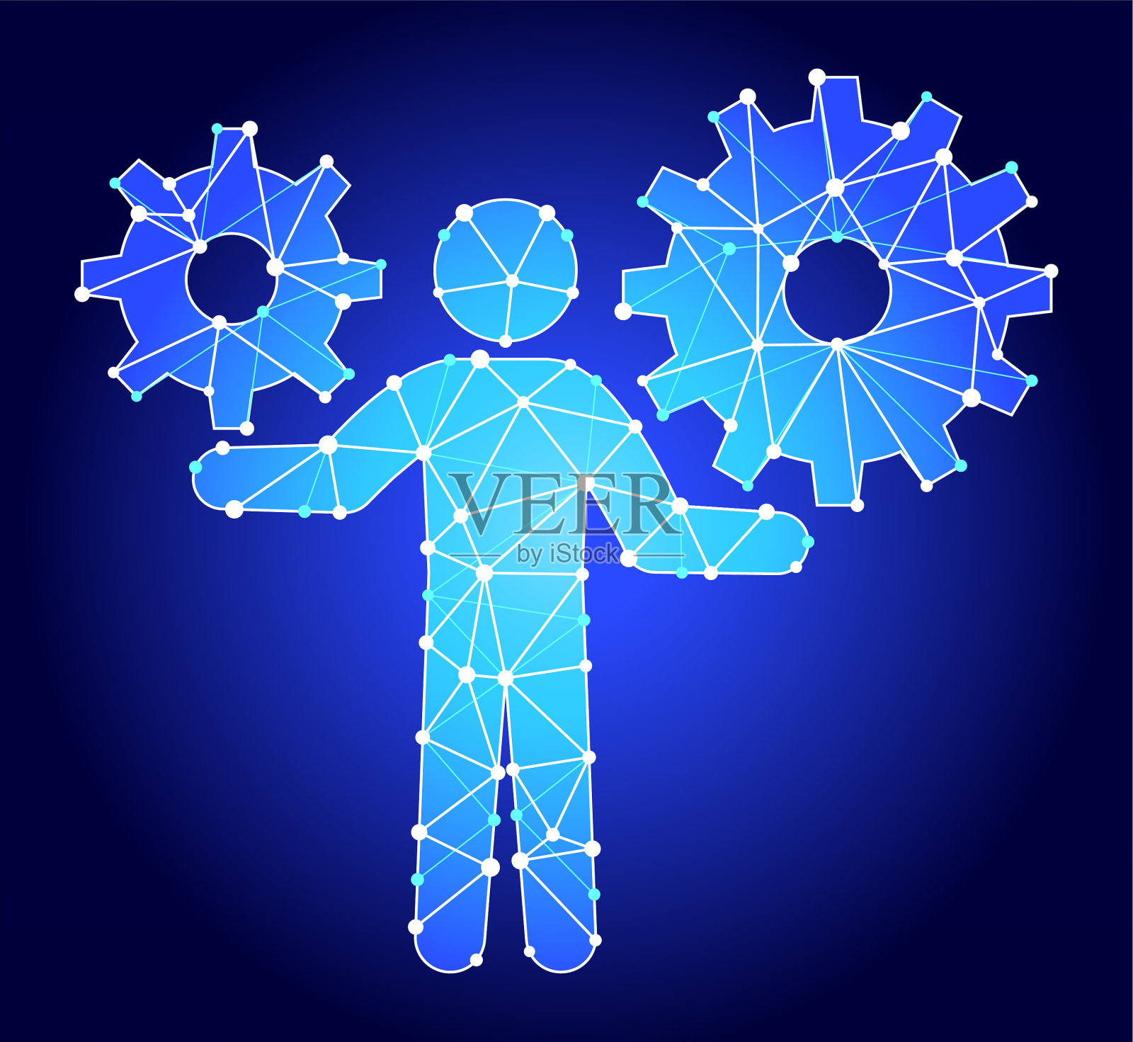 棍图保持齿轮蓝色三角形节点矢量模式插画图片素材