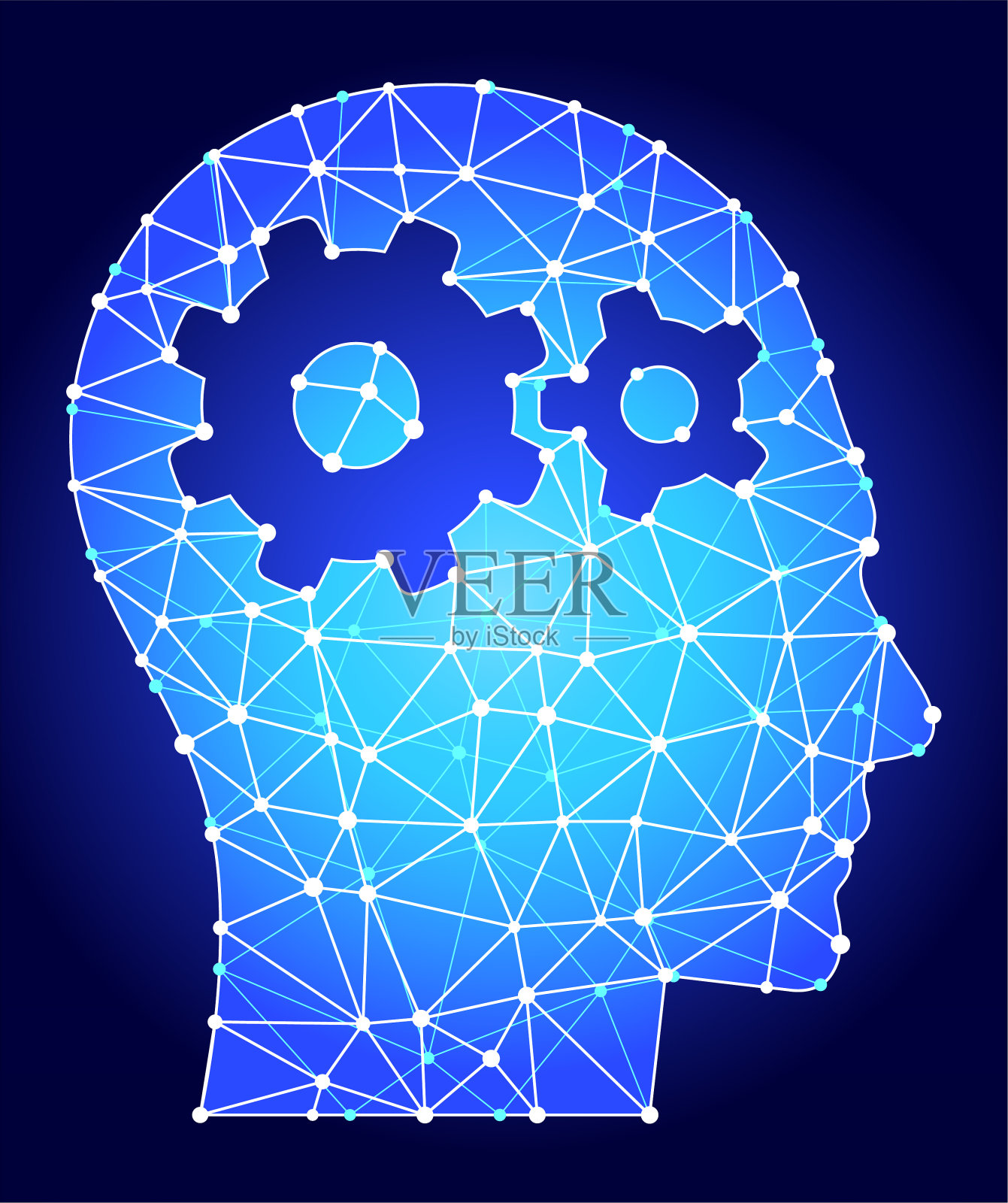 心灵蓝色三角形节点向量模式中的齿轮插画图片素材