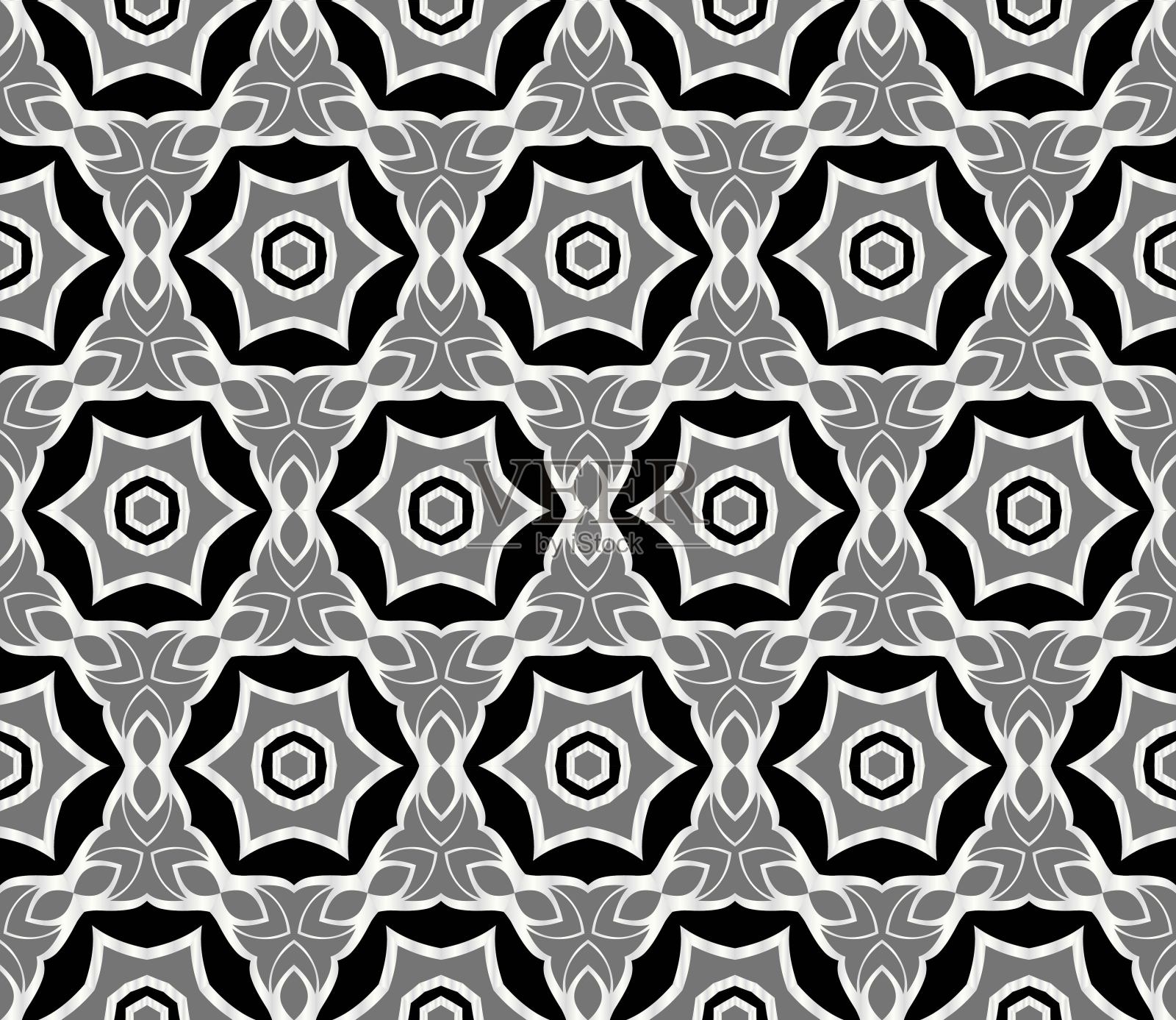 抽象花卉无缝图案。几何设计。向量。制作节日贺卡,情人节,婚礼请柬插画图片素材