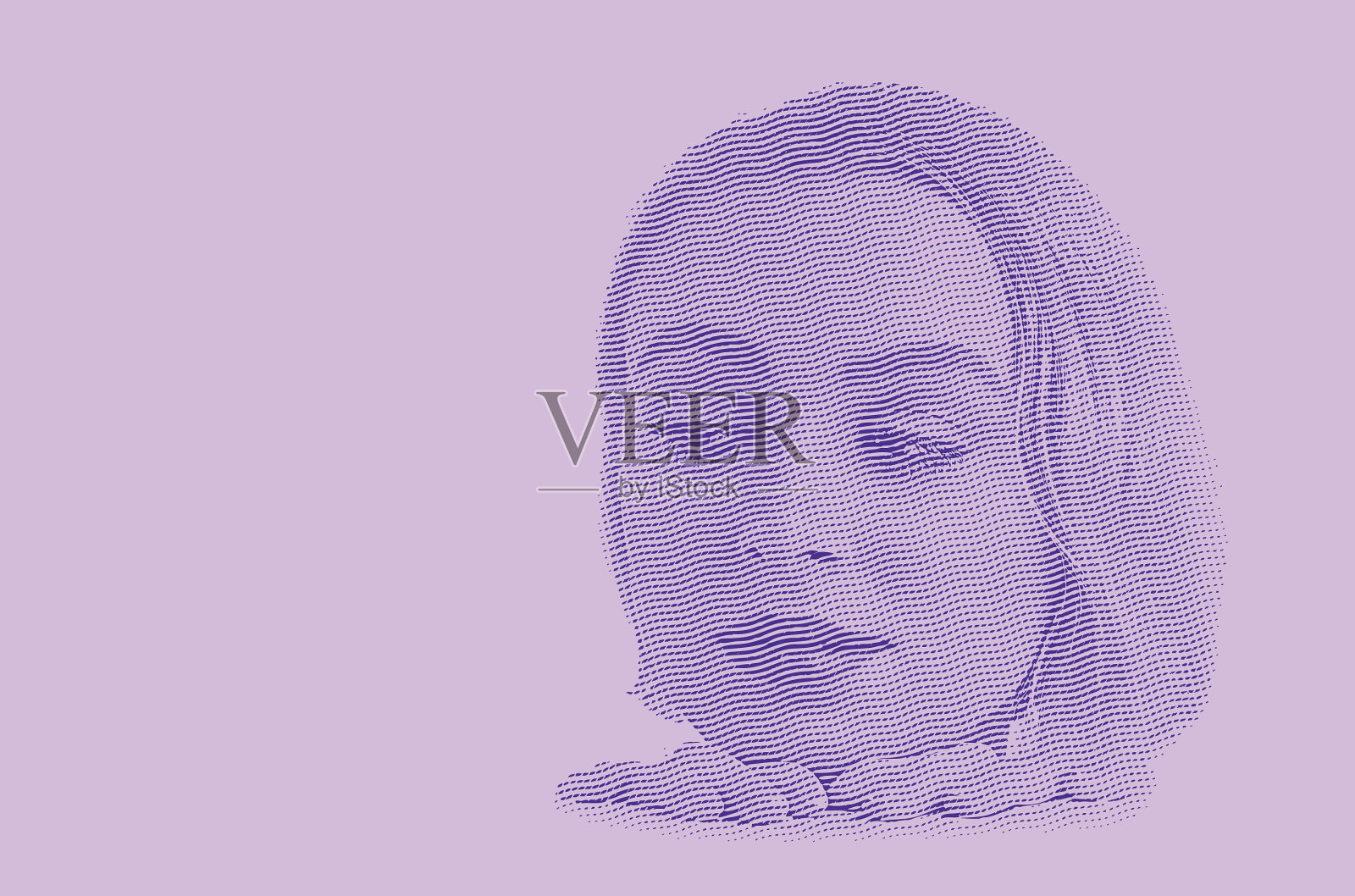 年轻女子面部高光雕刻,带文案空间插画图片素材