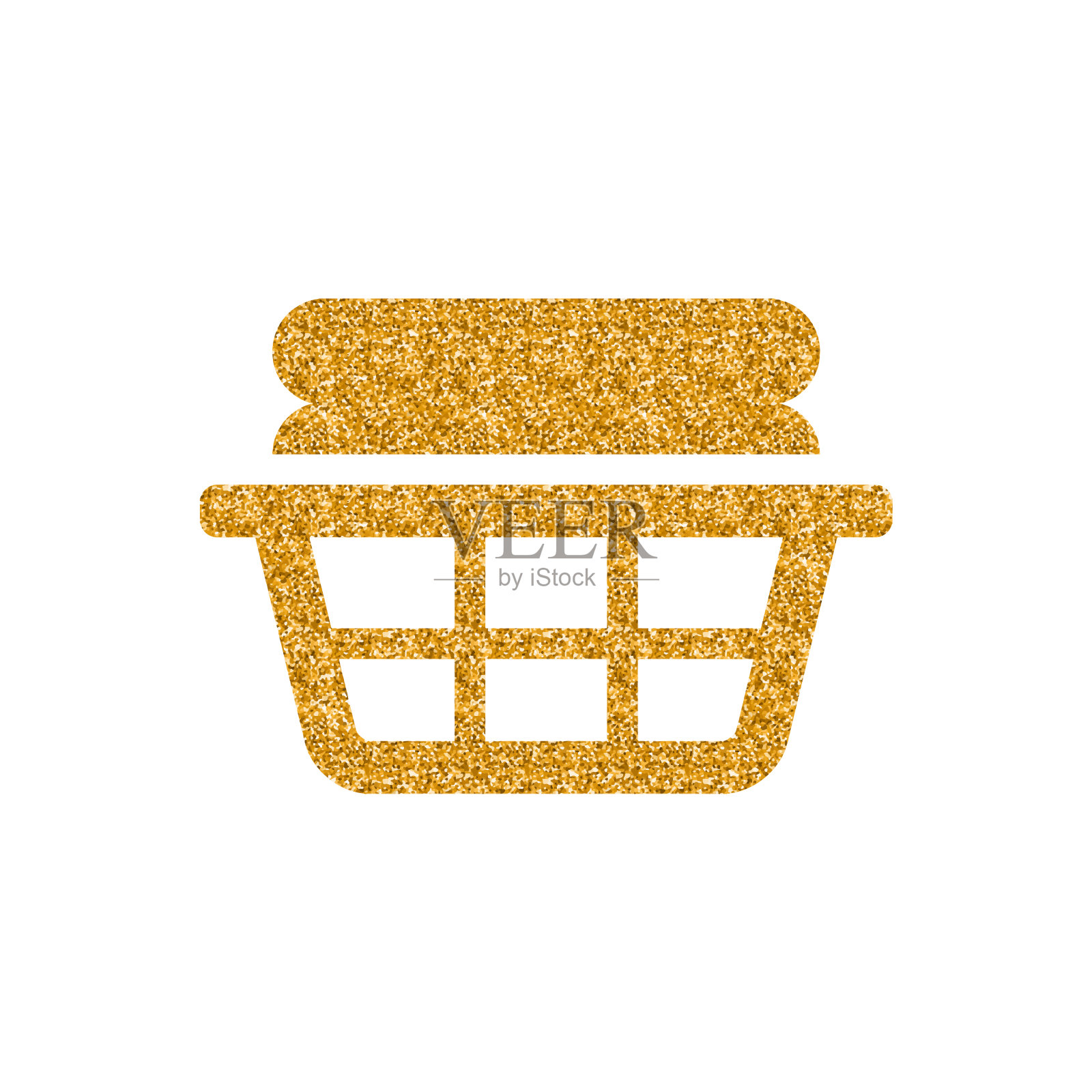 金色闪光图标-衣服篮子插画图片素材