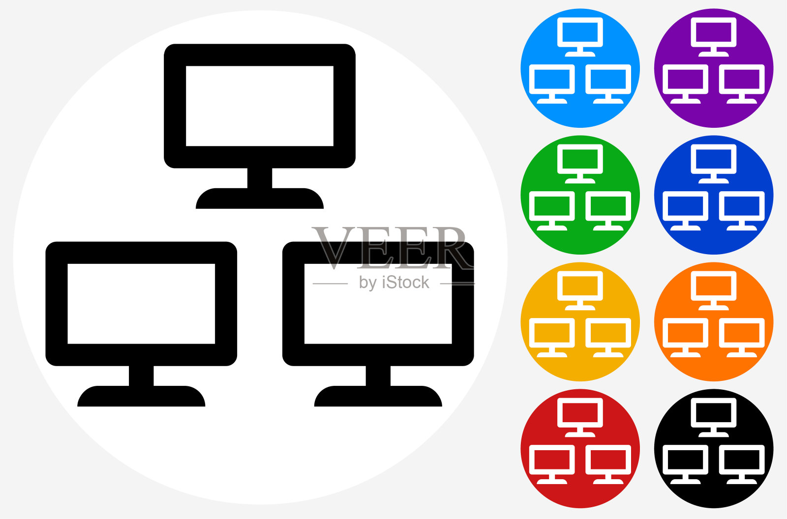 电脑监控网络图标插画图片素材