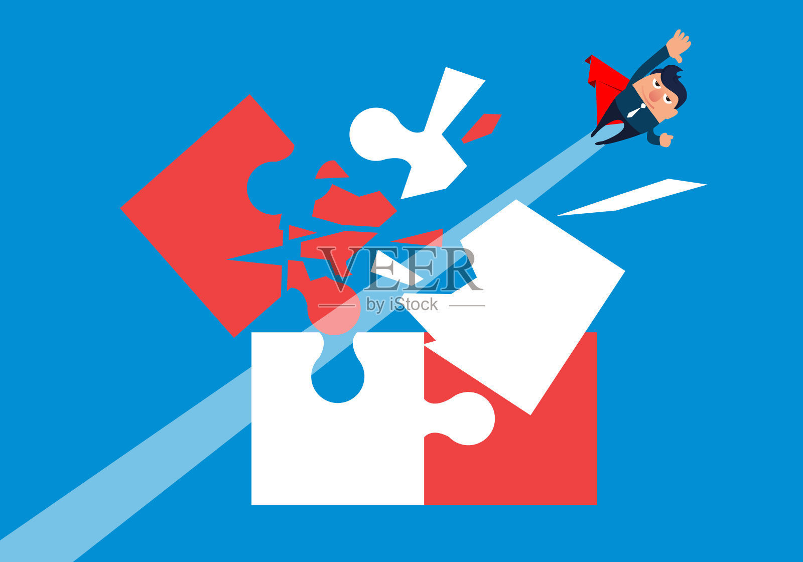 商人破坏团队谜题插画图片素材