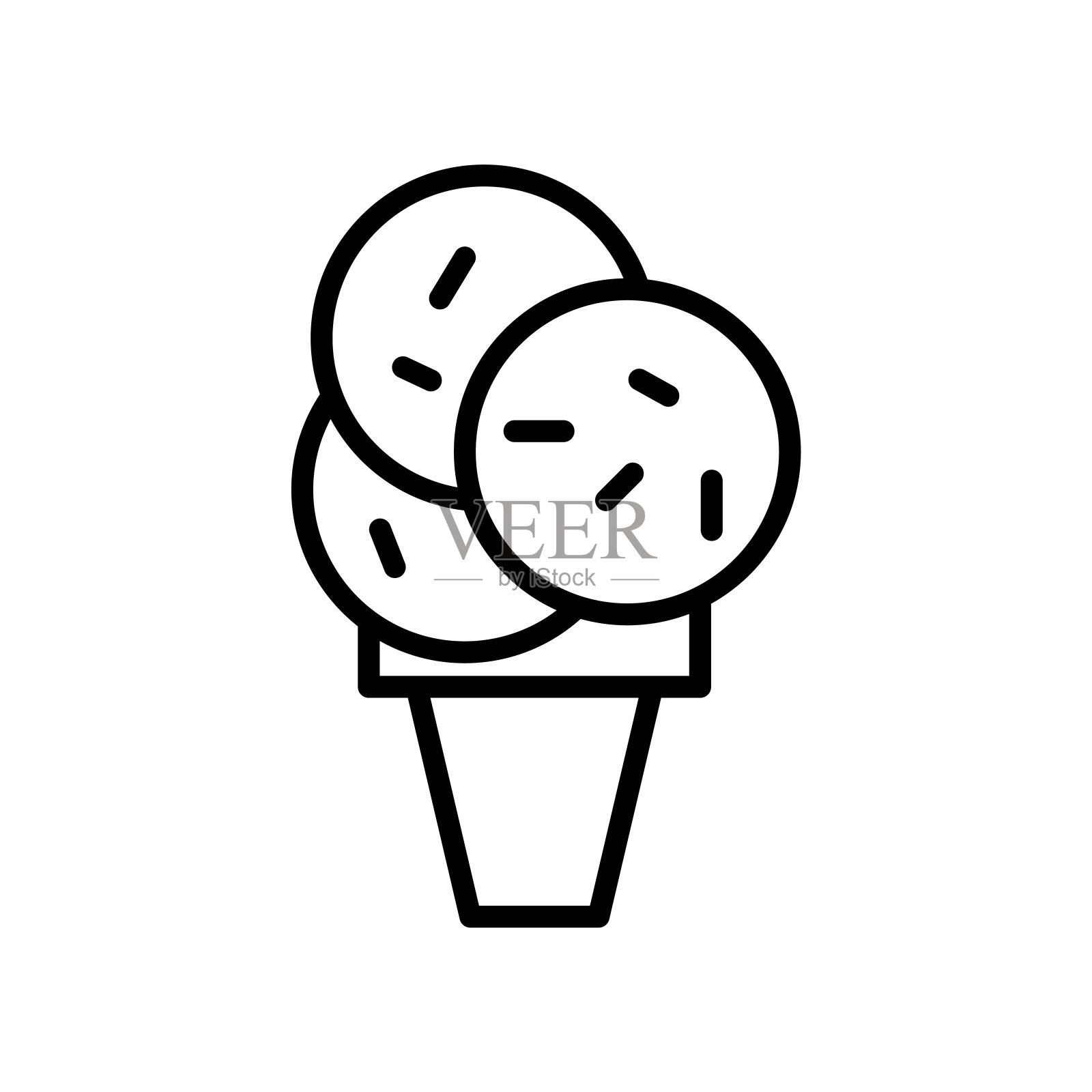 冰淇淋图标矢量孤立在白色背景,冰淇淋标志,线或线性标志,元素设计在轮廓风格插画图片素材