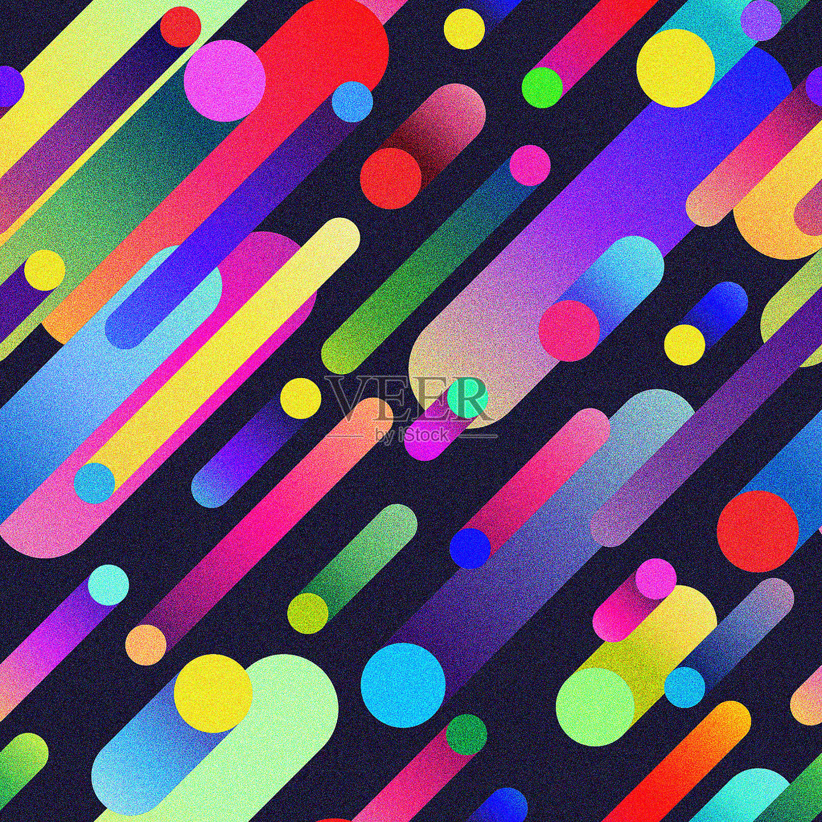 多色平面几何图案/动态速度能量彩虹黑色背景插画图片素材