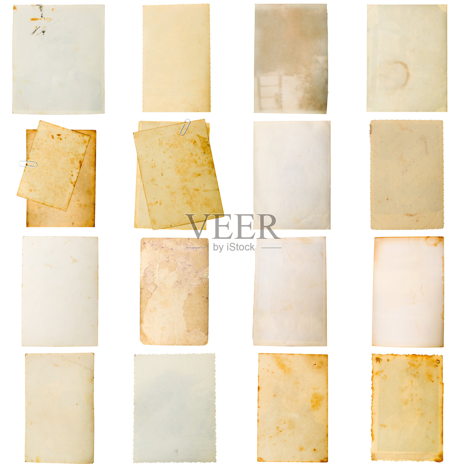 复古风化的纸拼贴孤立在白色的背景照片摄影图片