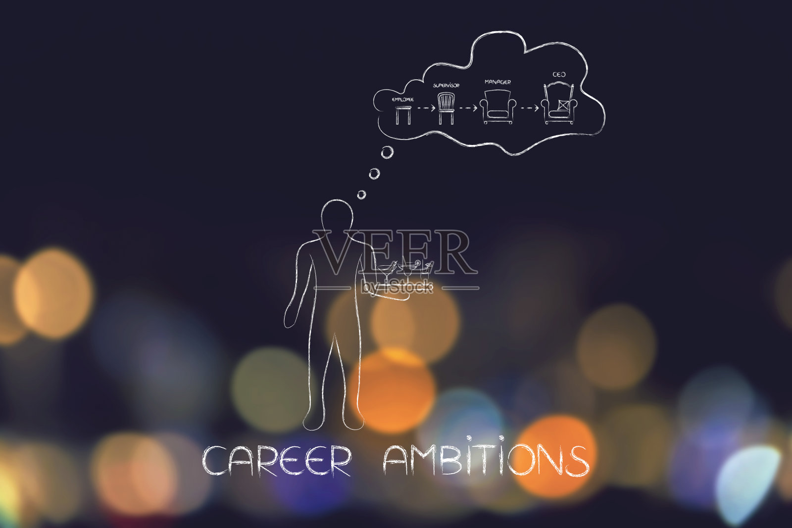 服务员梦想从雇员晋升为CEO照片摄影图片