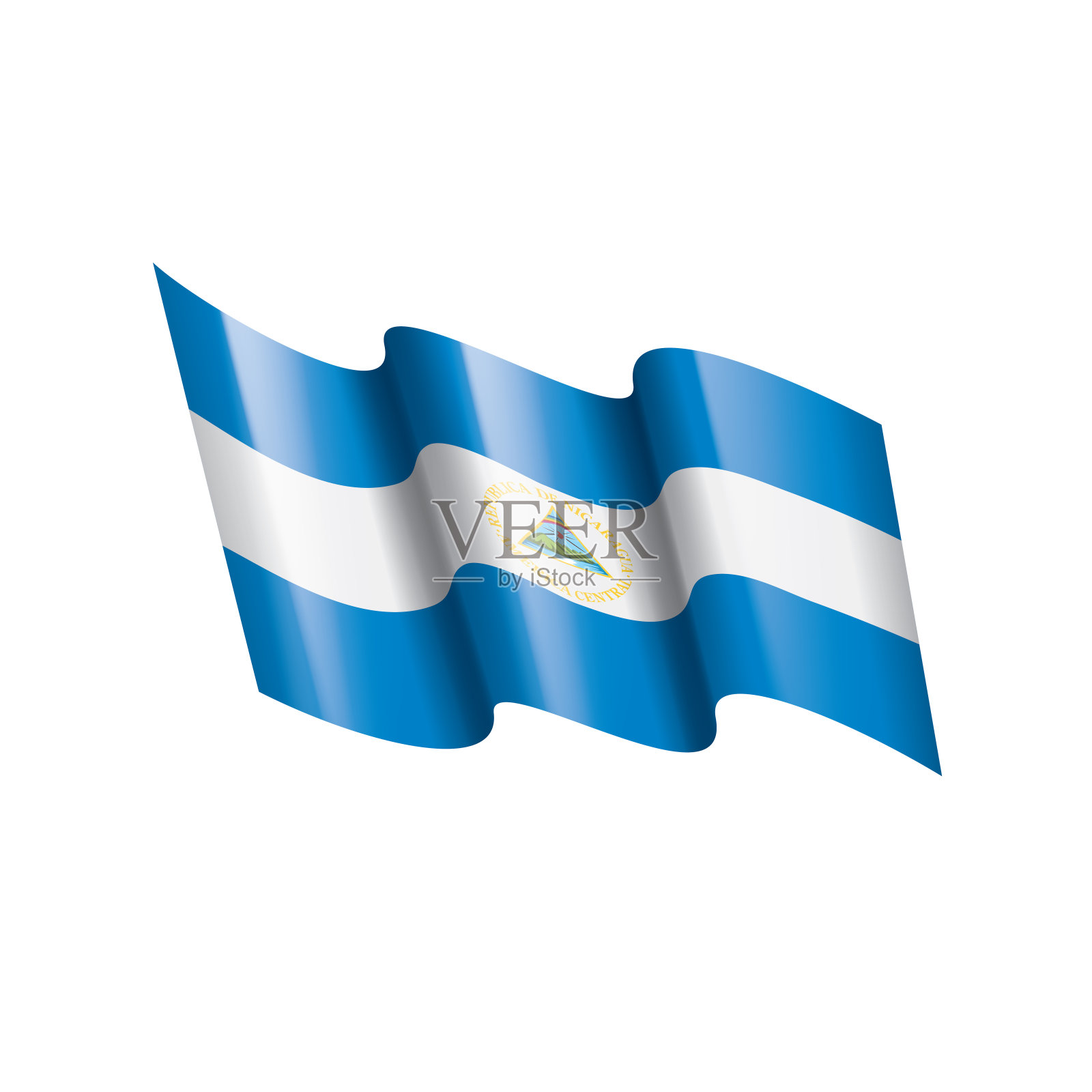 尼加拉瓜国旗,矢量插图在白色的背景插画图片素材