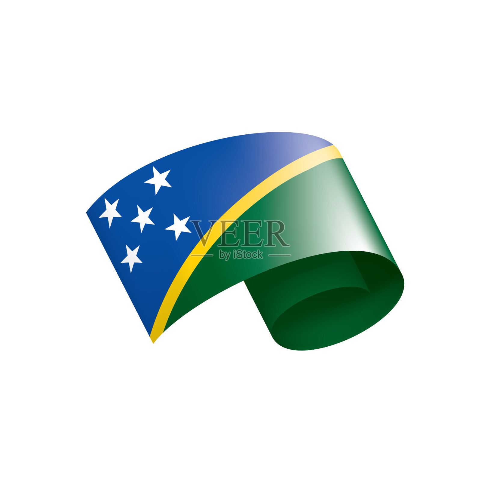 所罗门群岛的旗帜,白色背景上的矢量插图插画图片素材