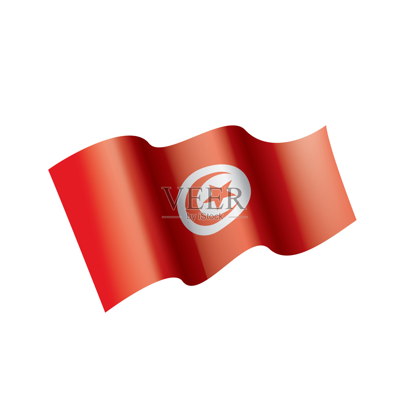 突尼斯国旗,矢量插图上的白色背景插画图片素材