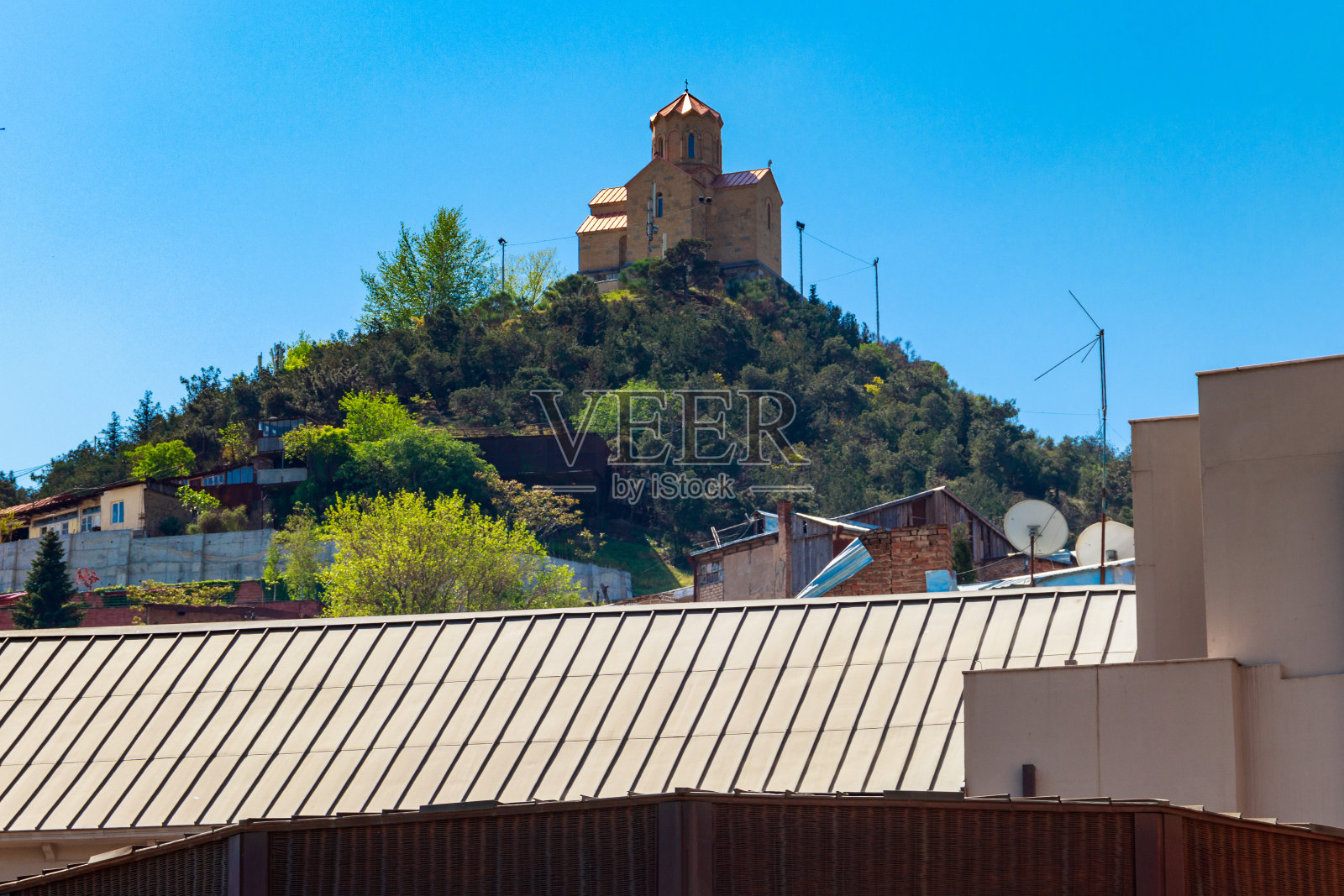 塔博尔修道院的转变在第比利斯的山上,格鲁吉亚照片摄影图片
