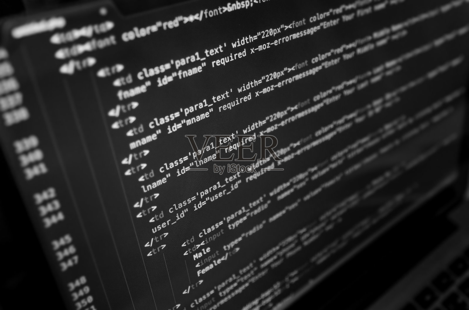 桌面源代码和墙纸由计算机语言编写和编程。照片摄影图片