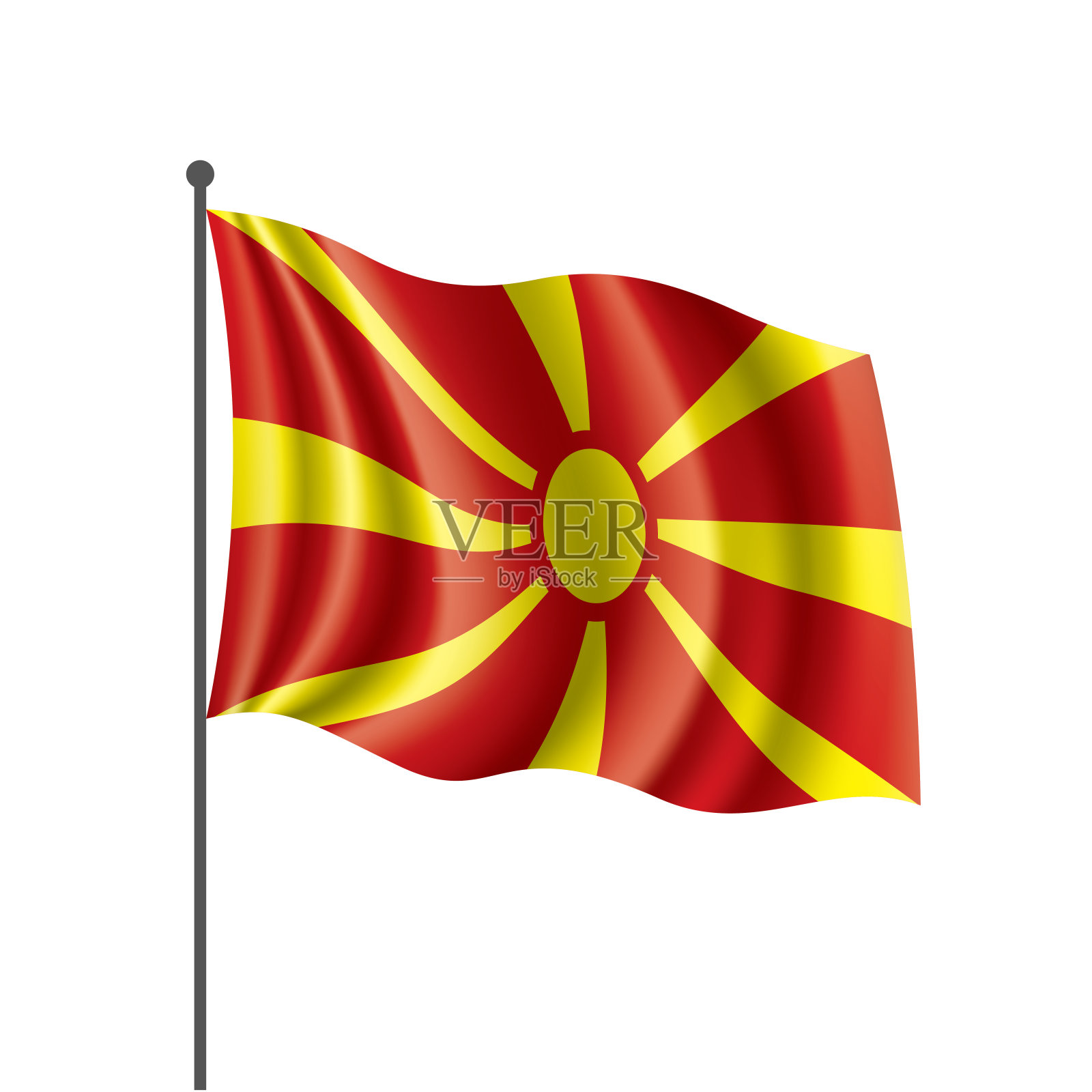 马其顿国旗,白色背景上的矢量插图插画图片素材