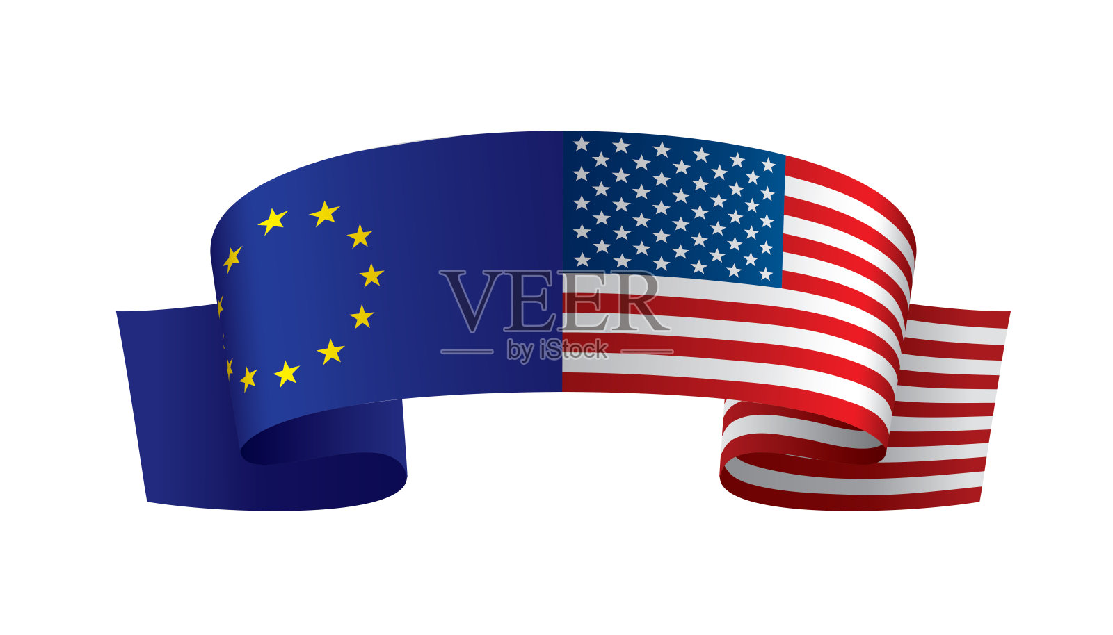 欧盟和美国国旗。矢量插图。插画图片素材