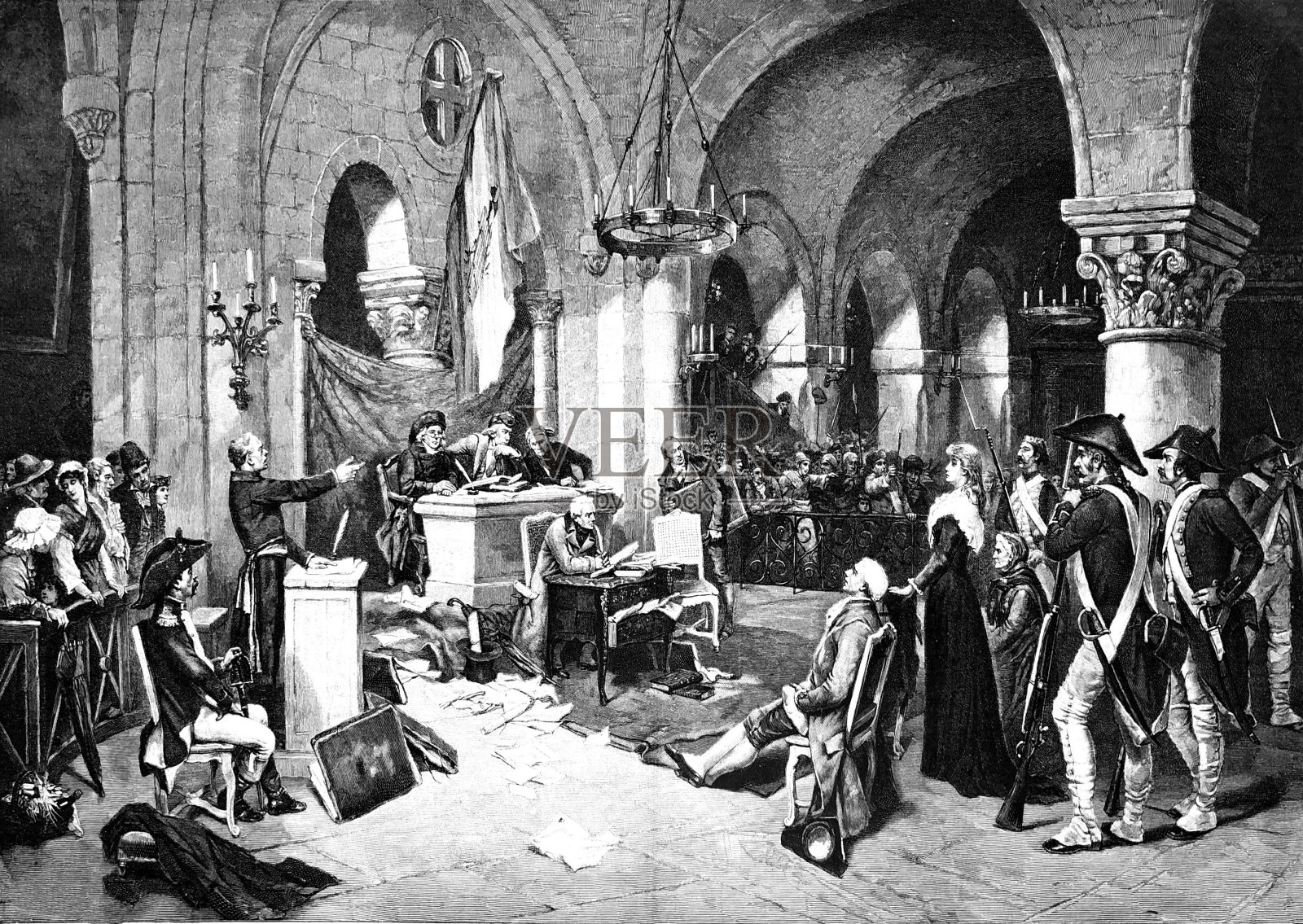 在革命法庭前插画图片素材