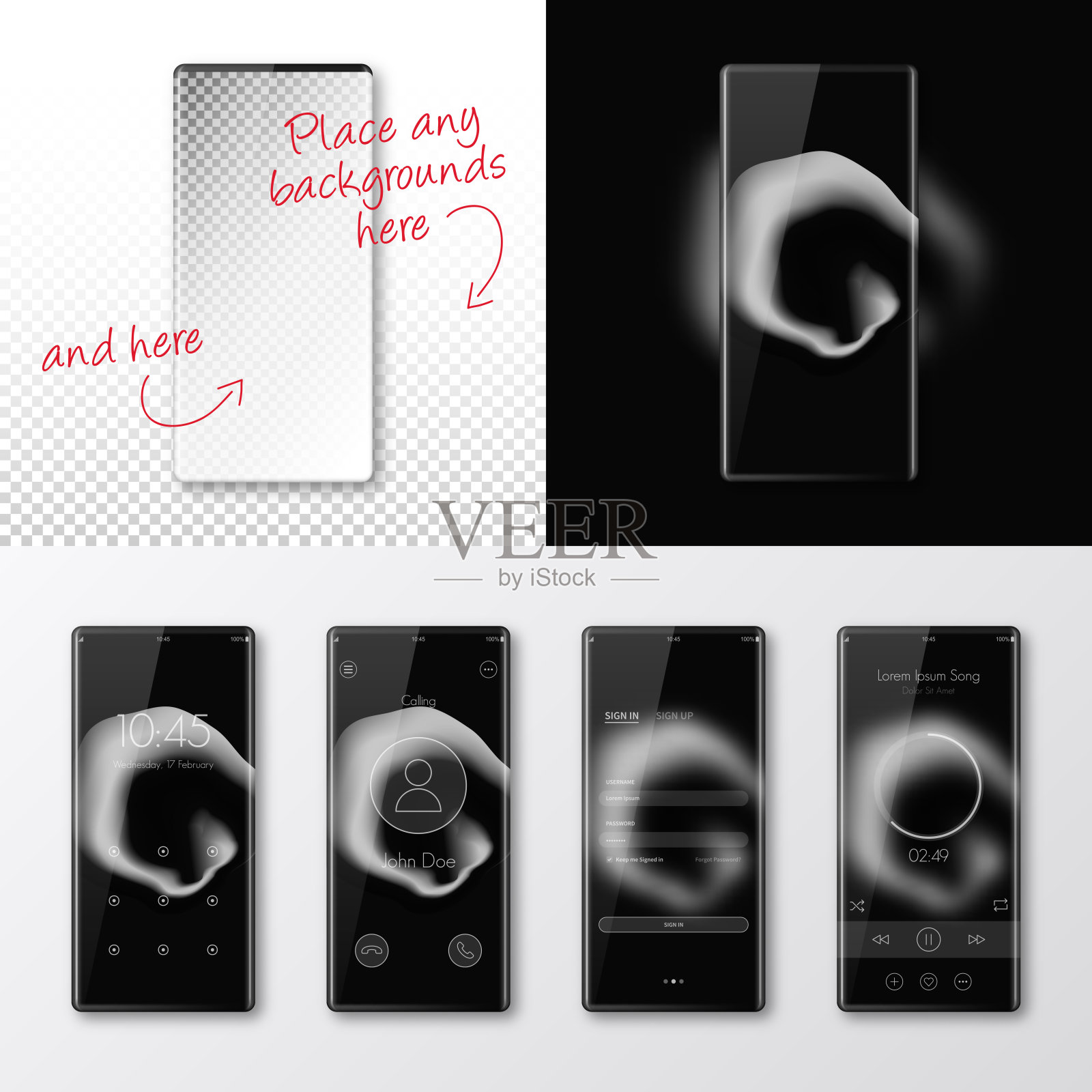 现代智能手机模板-手机孤立在空白背景插画图片素材