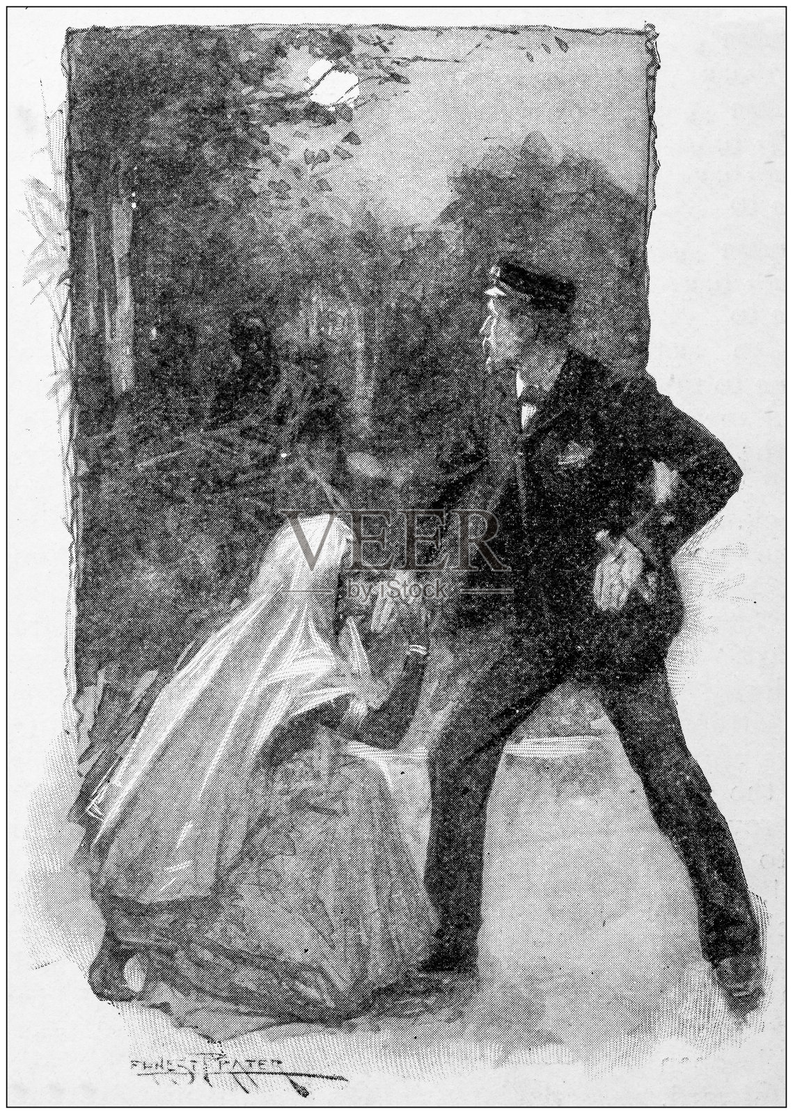 古画插图:一对插画图片素材