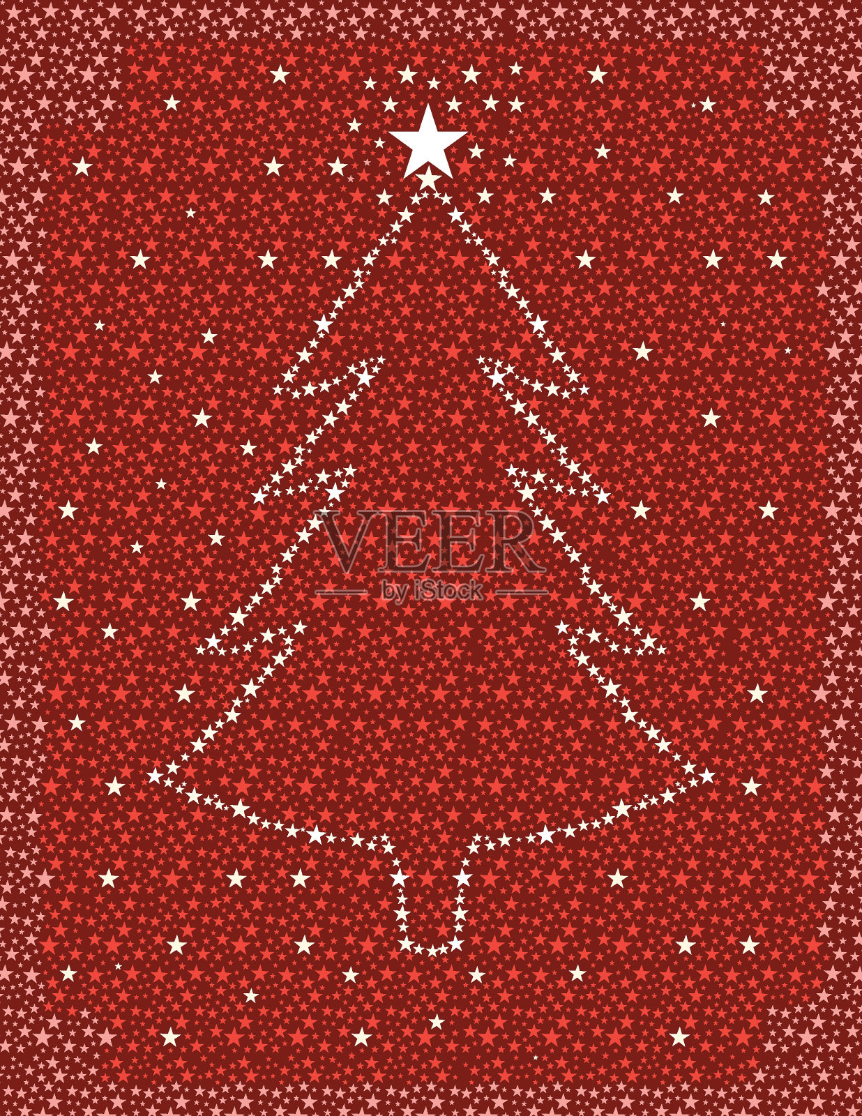 圣诞树与星形图案的背景插画图片素材