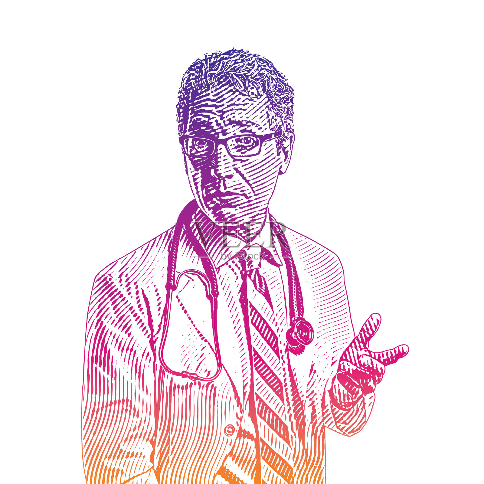 年长的男医生插画图片素材