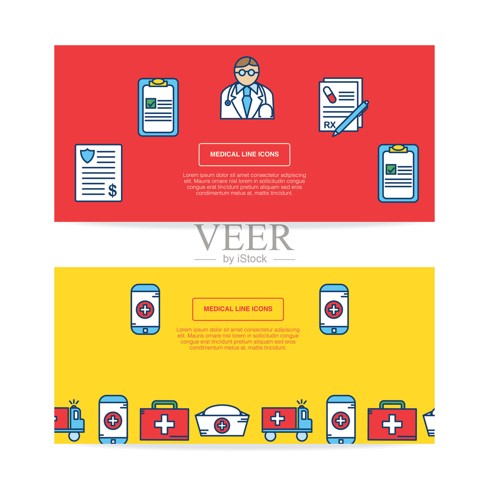 医用线图标横幅插画图片素材