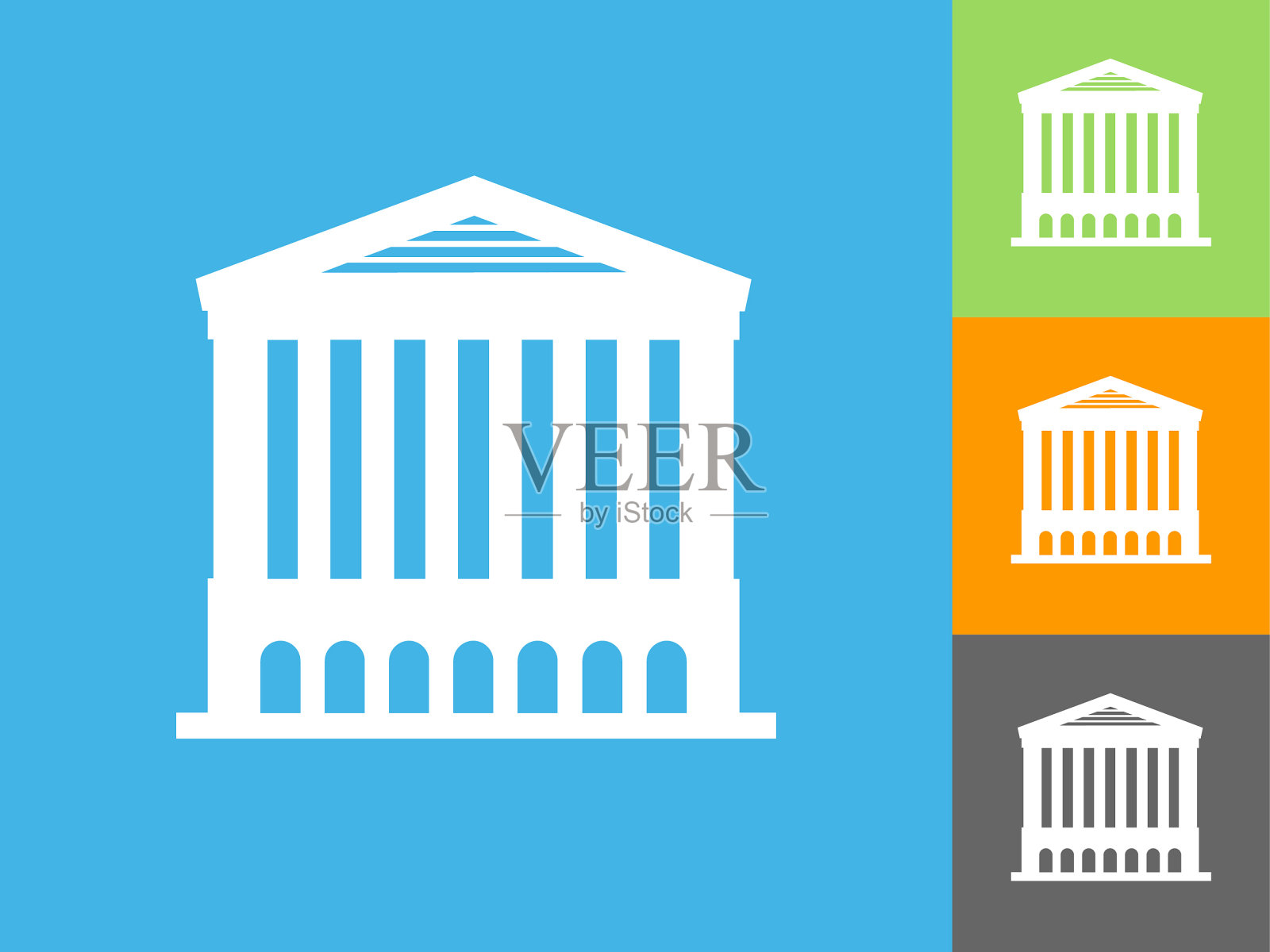 歌剧院单位图标在蓝色背景插画图片素材