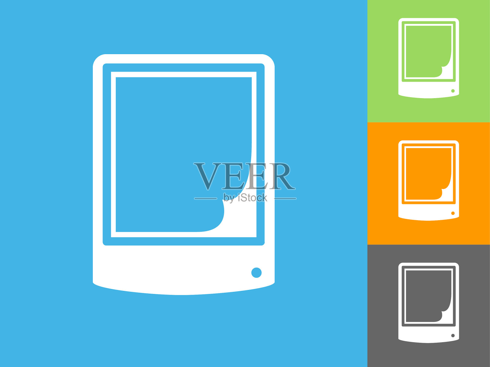 空白纸平面图标上的蓝色背景插画图片素材