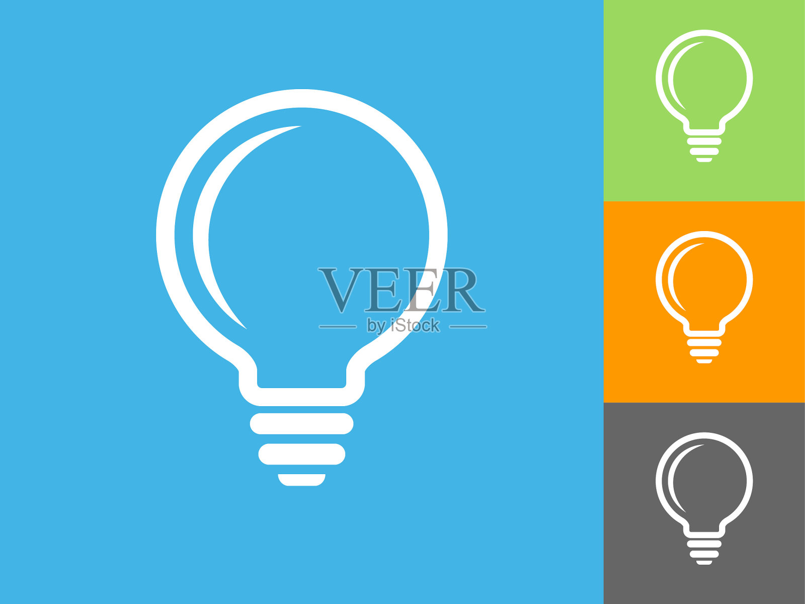 灯泡平面图标上的蓝色背景插画图片素材