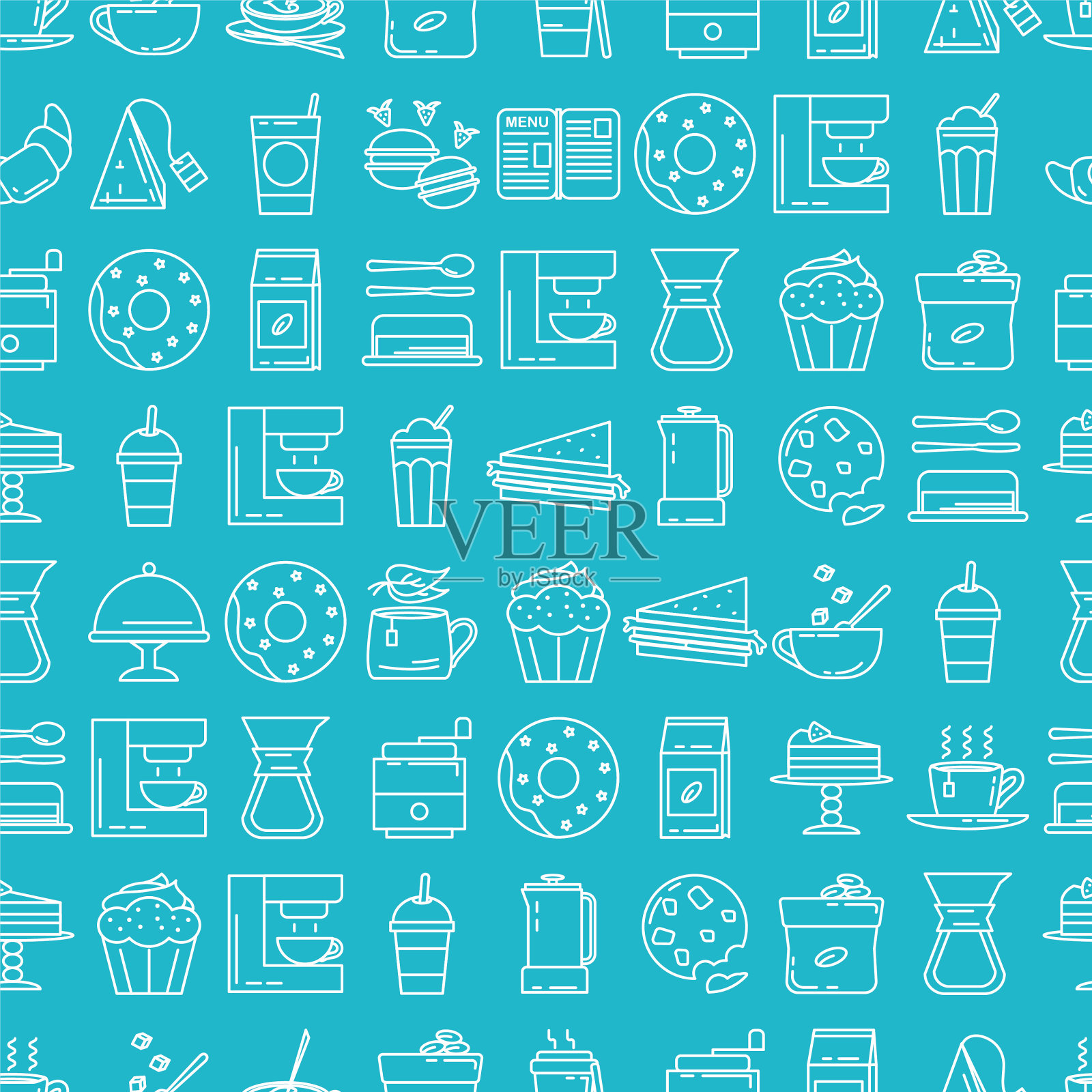 咖啡线图标背景插画图片素材