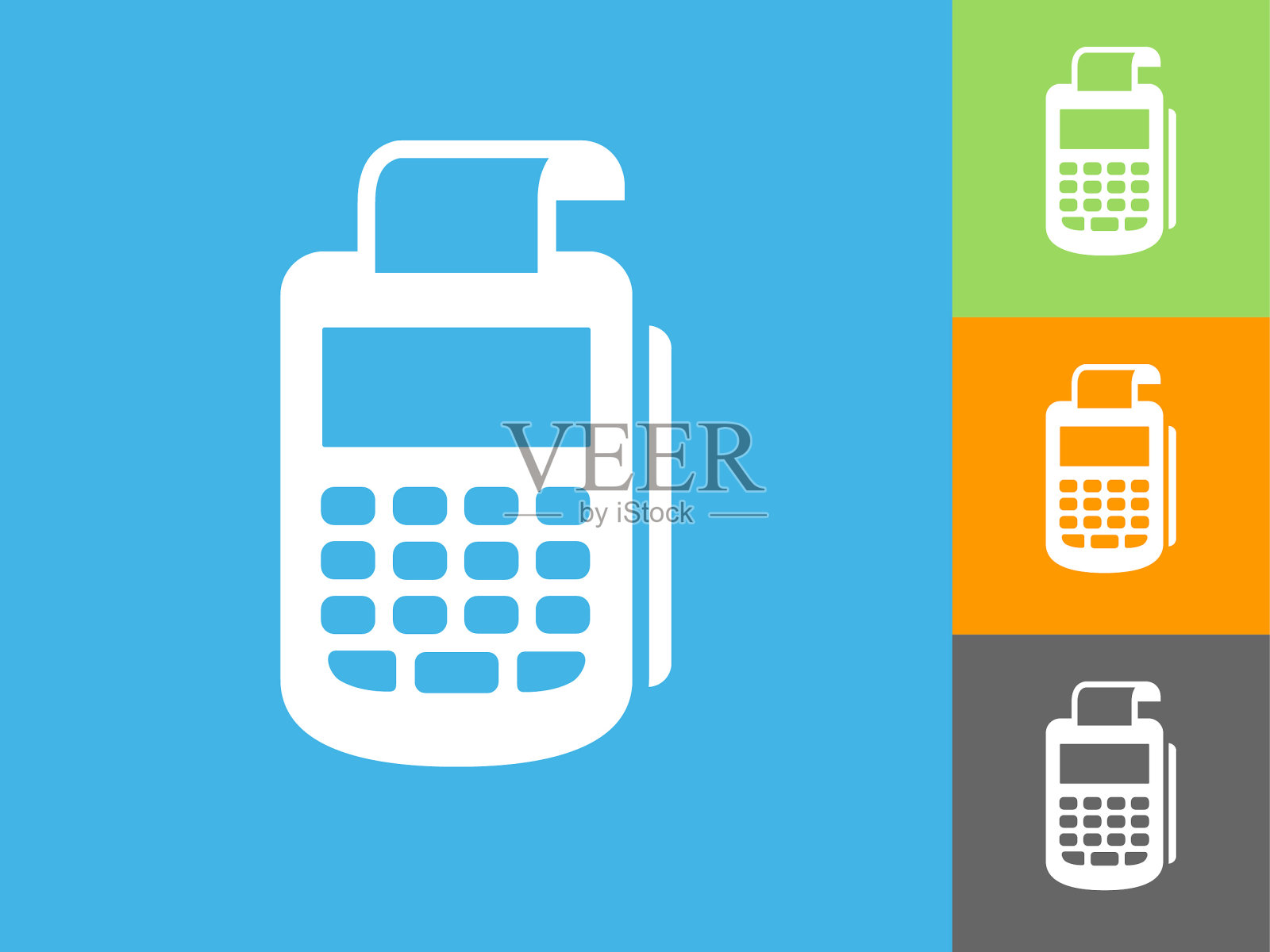 收银机平面图标上的蓝色背景插画图片素材