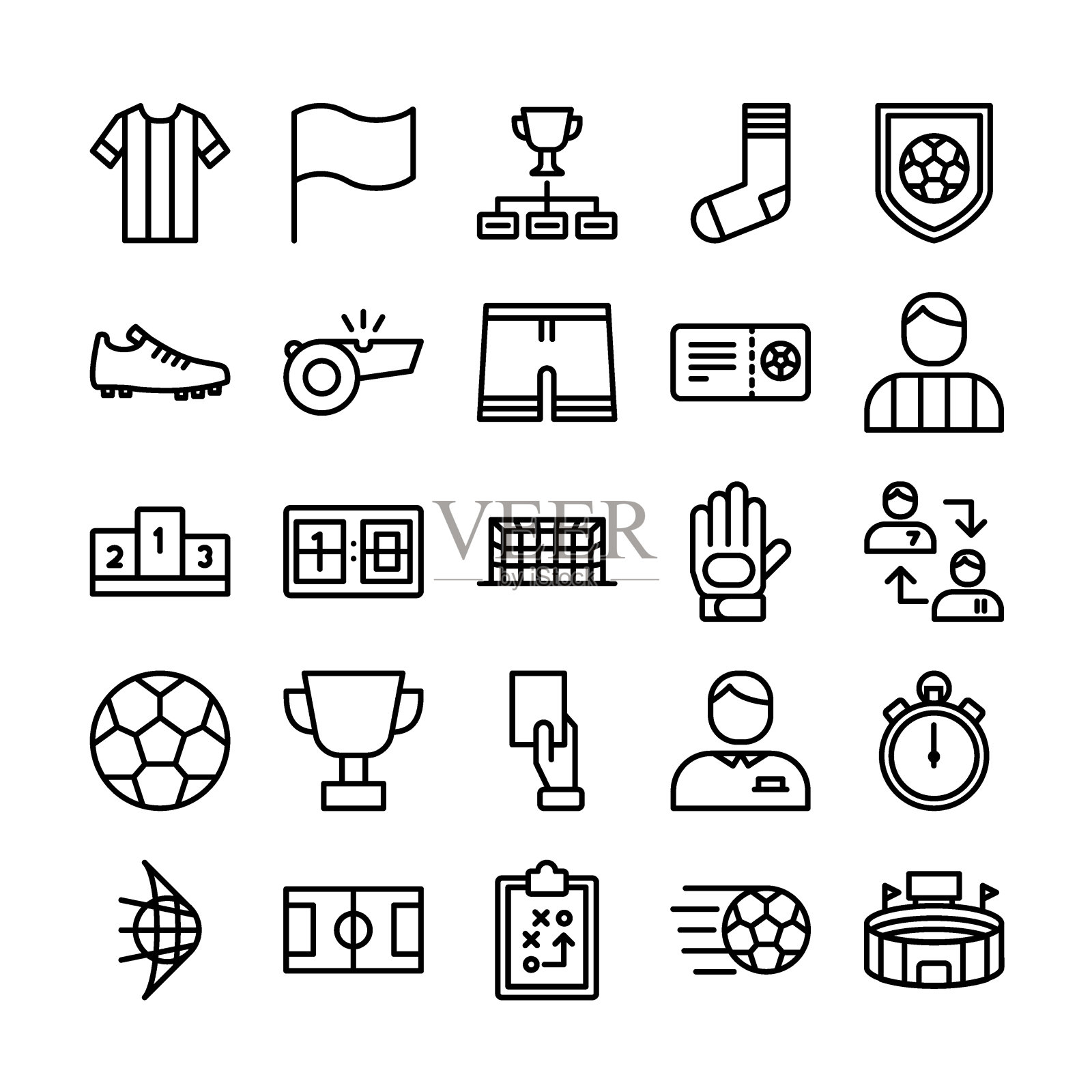 足球轮廓图标集图标素材