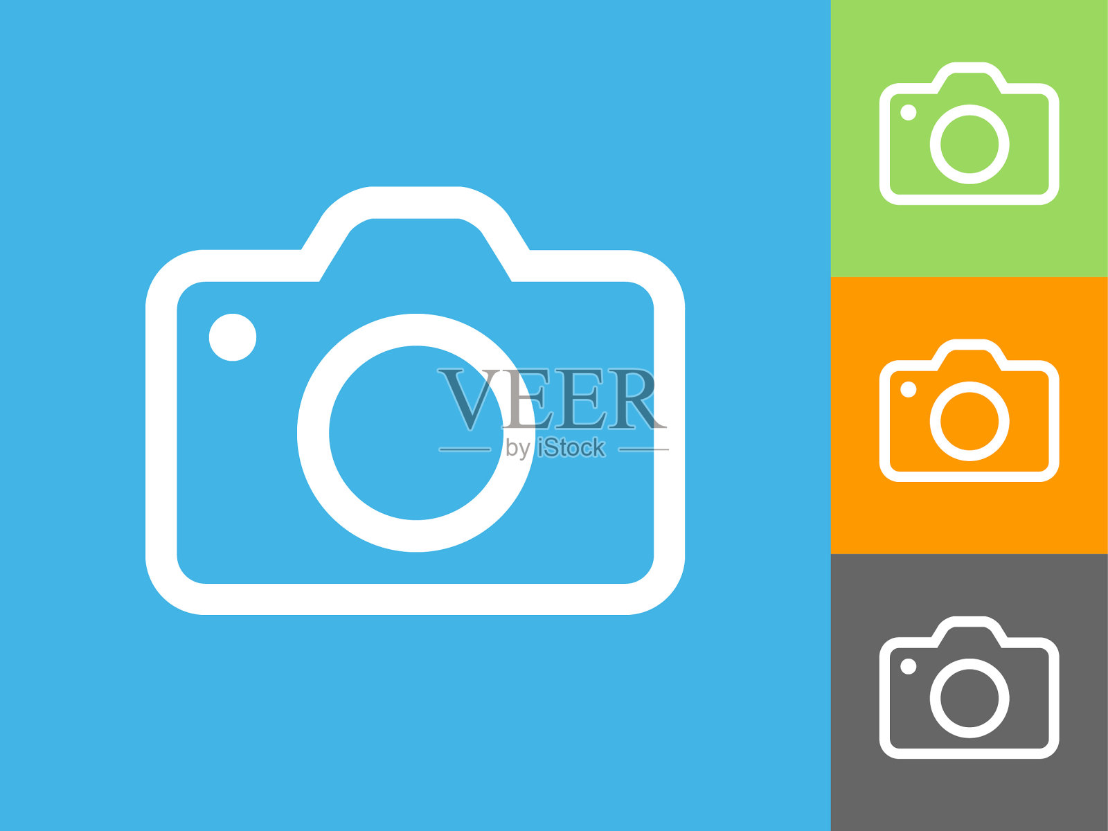 相机平面图标上的蓝色背景插画图片素材