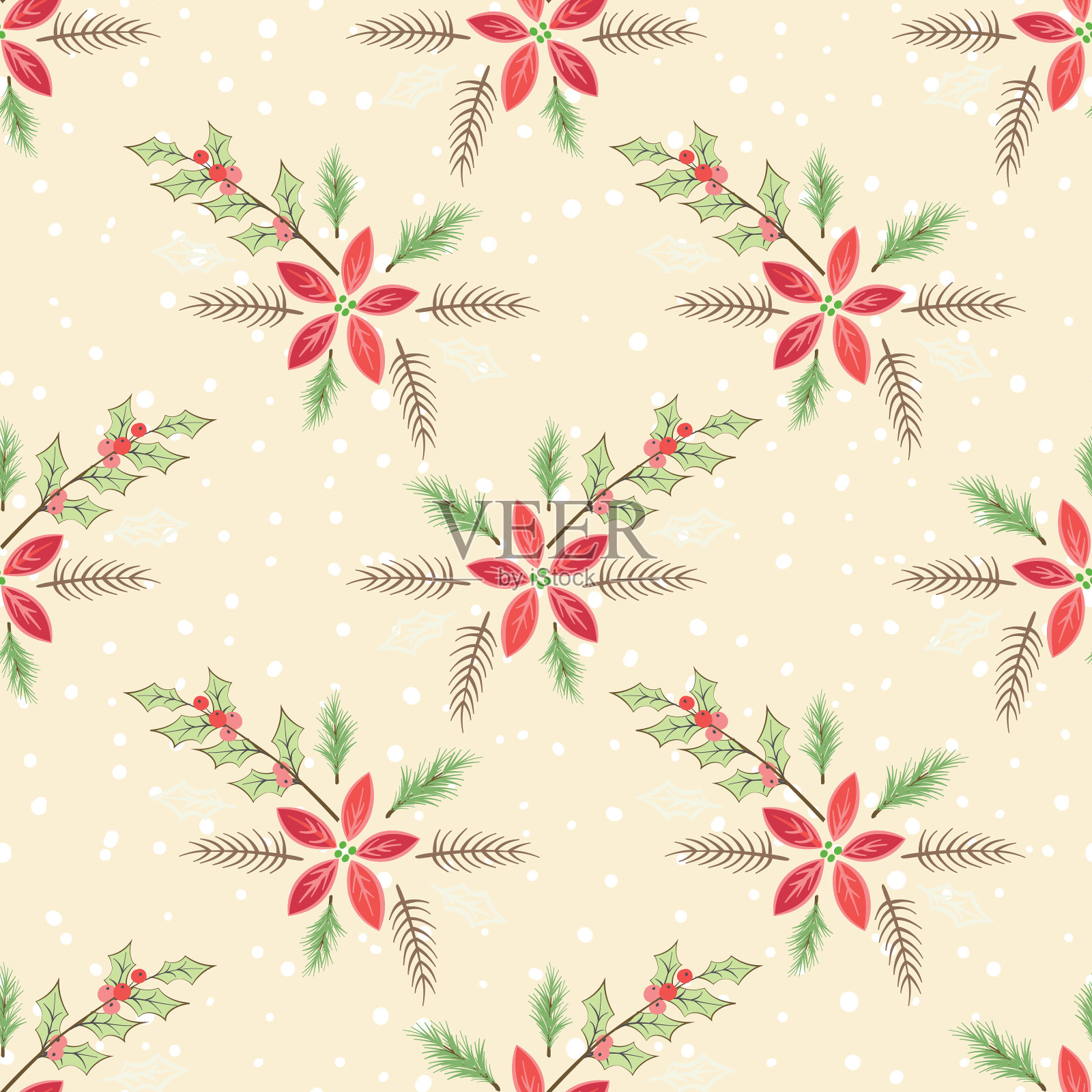 季节圣诞元素无缝模式插画图片素材