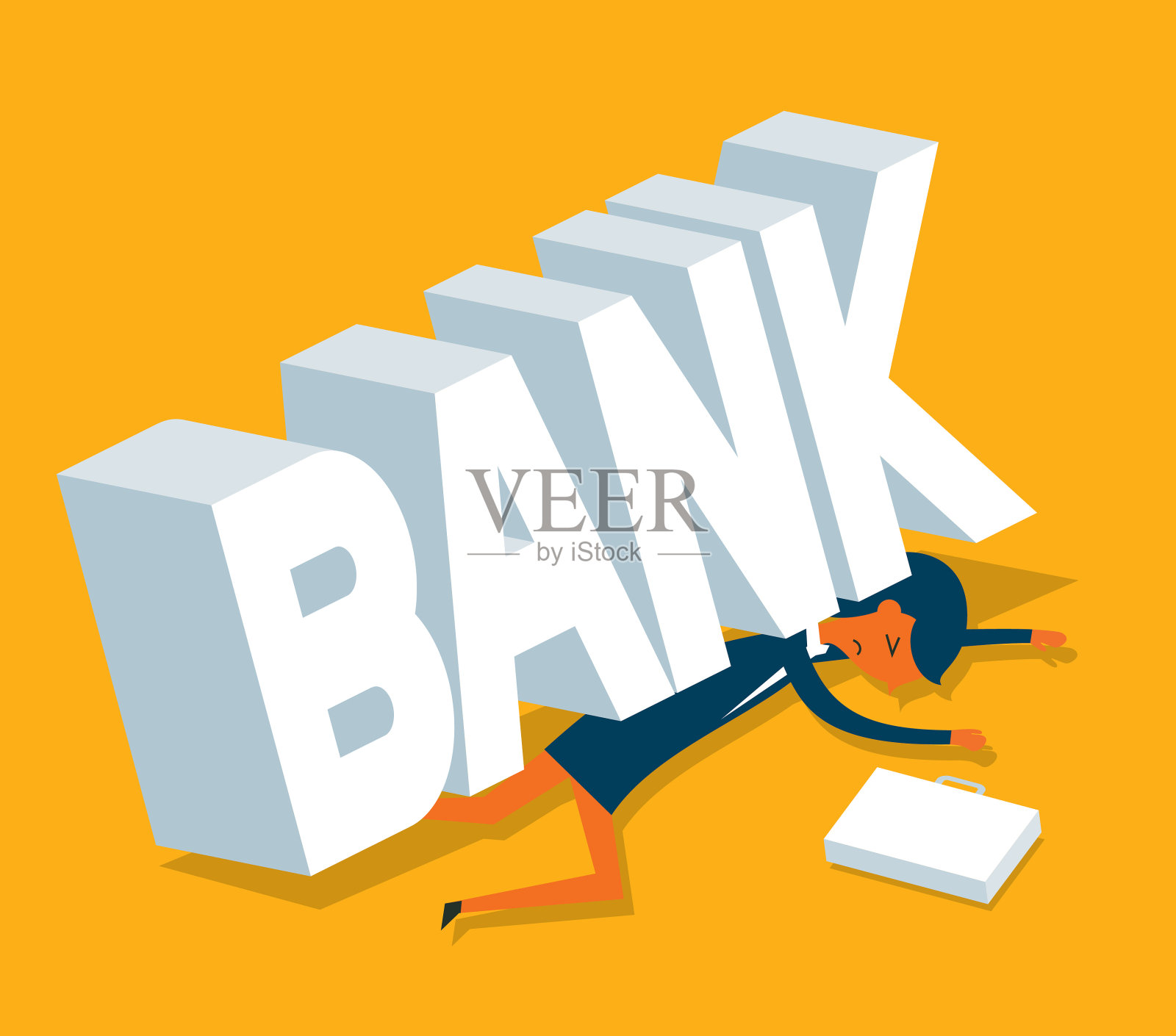 银行——女商人插画图片素材