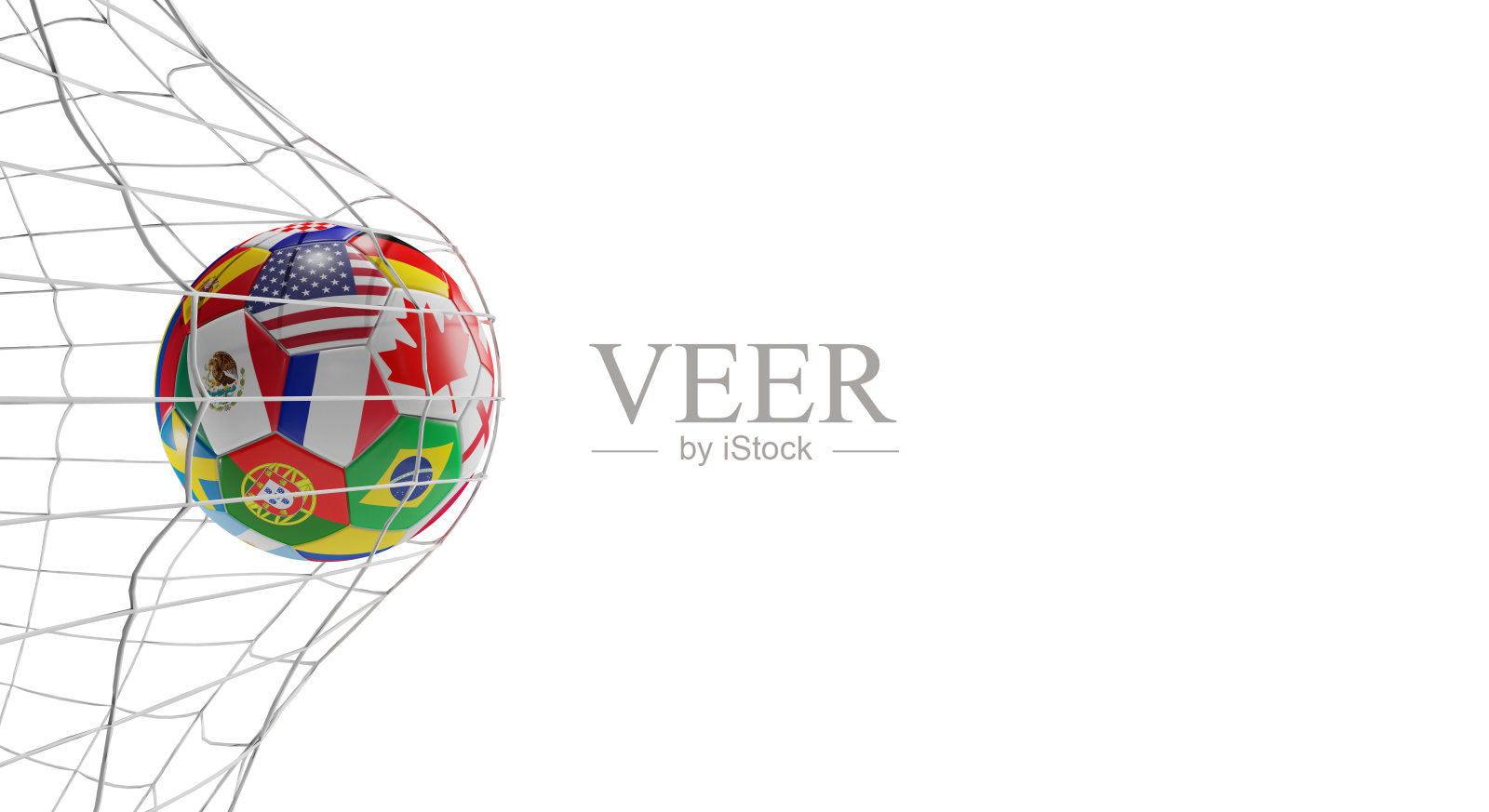 足球旗帜设计美国,加拿大,墨西哥3d插图照片摄影图片