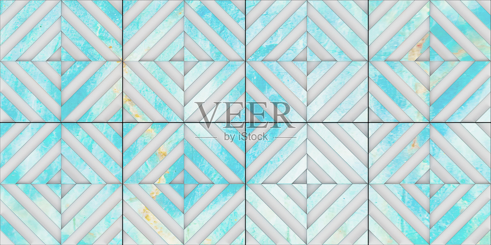 网格马赛克形状的3D渲染,材料海洋大理石为您的项目或室内设计装饰瓷砖和元素,高质量无缝逼真的纹理背景。照片摄影图片