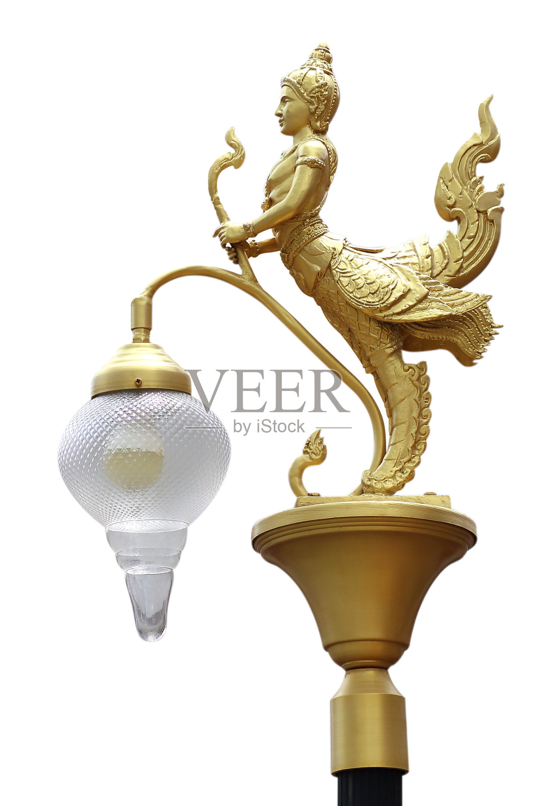 灯金色的金娜丽雕像孤立在白色的背景上照片摄影图片