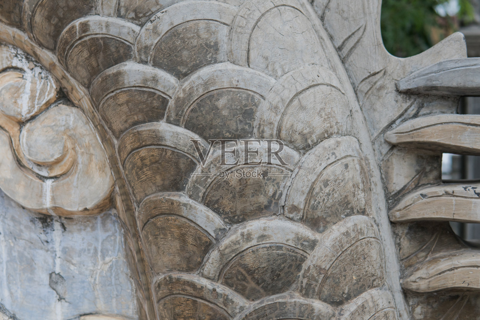 亚洲龙雕塑的细节。照片摄影图片
