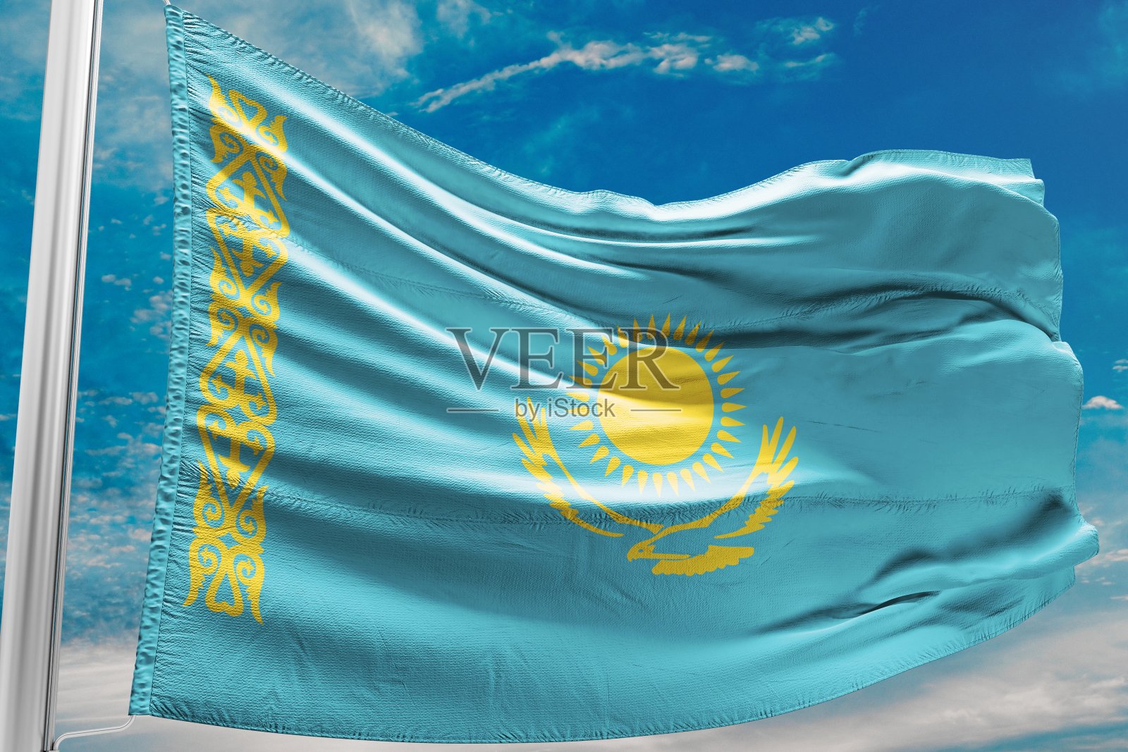 哈萨克斯坦国旗照片摄影图片