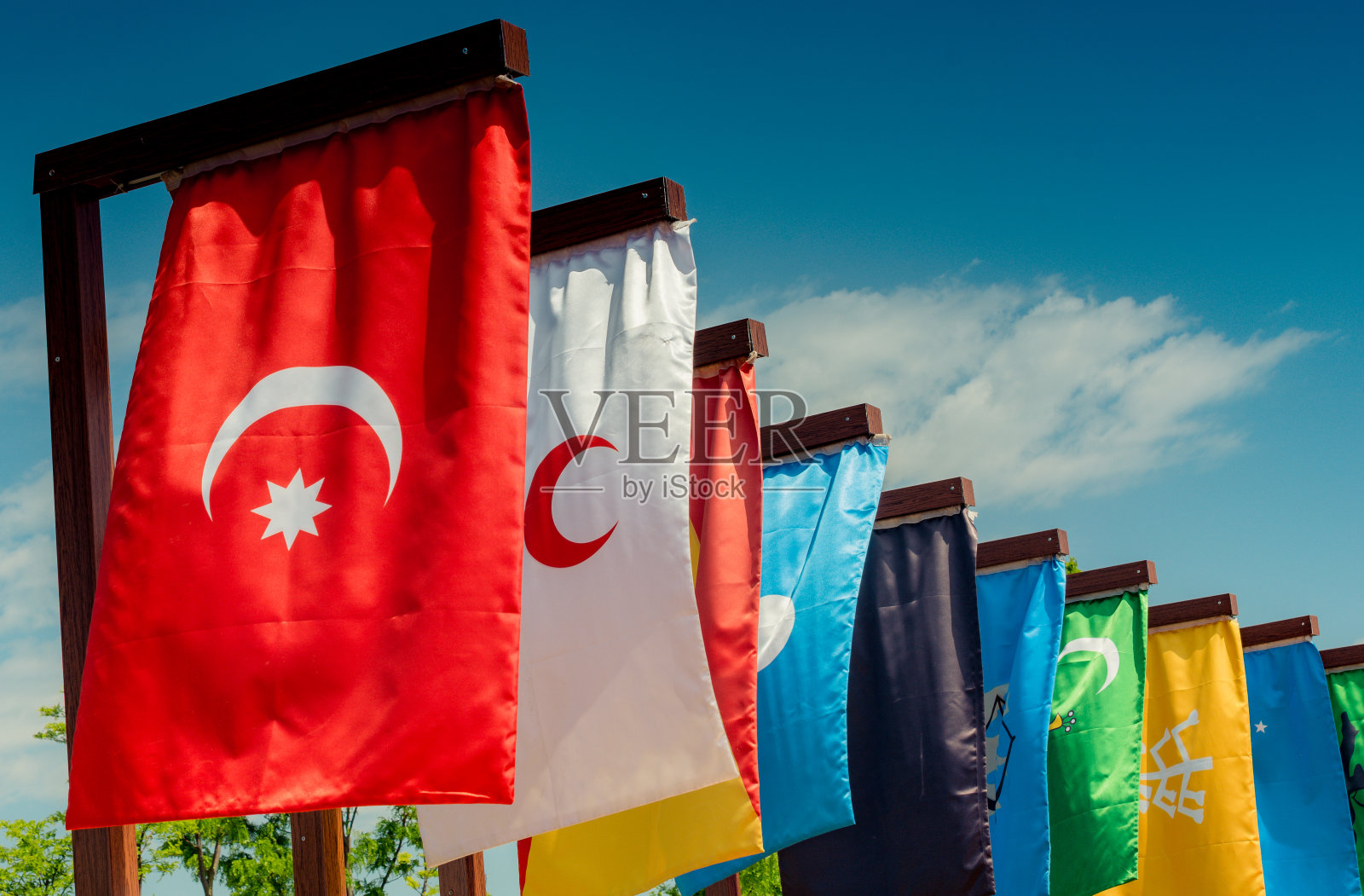 16个土耳其帝国的旗帜照片摄影图片