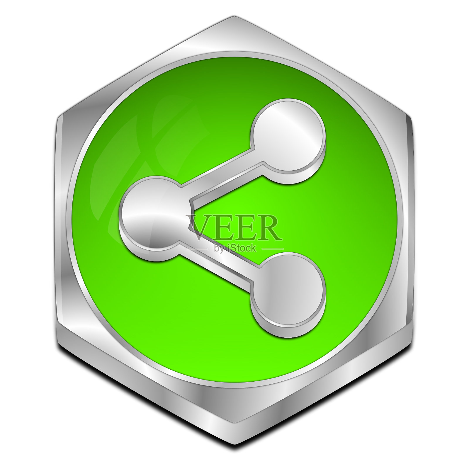 共享按钮- 3D插图照片摄影图片