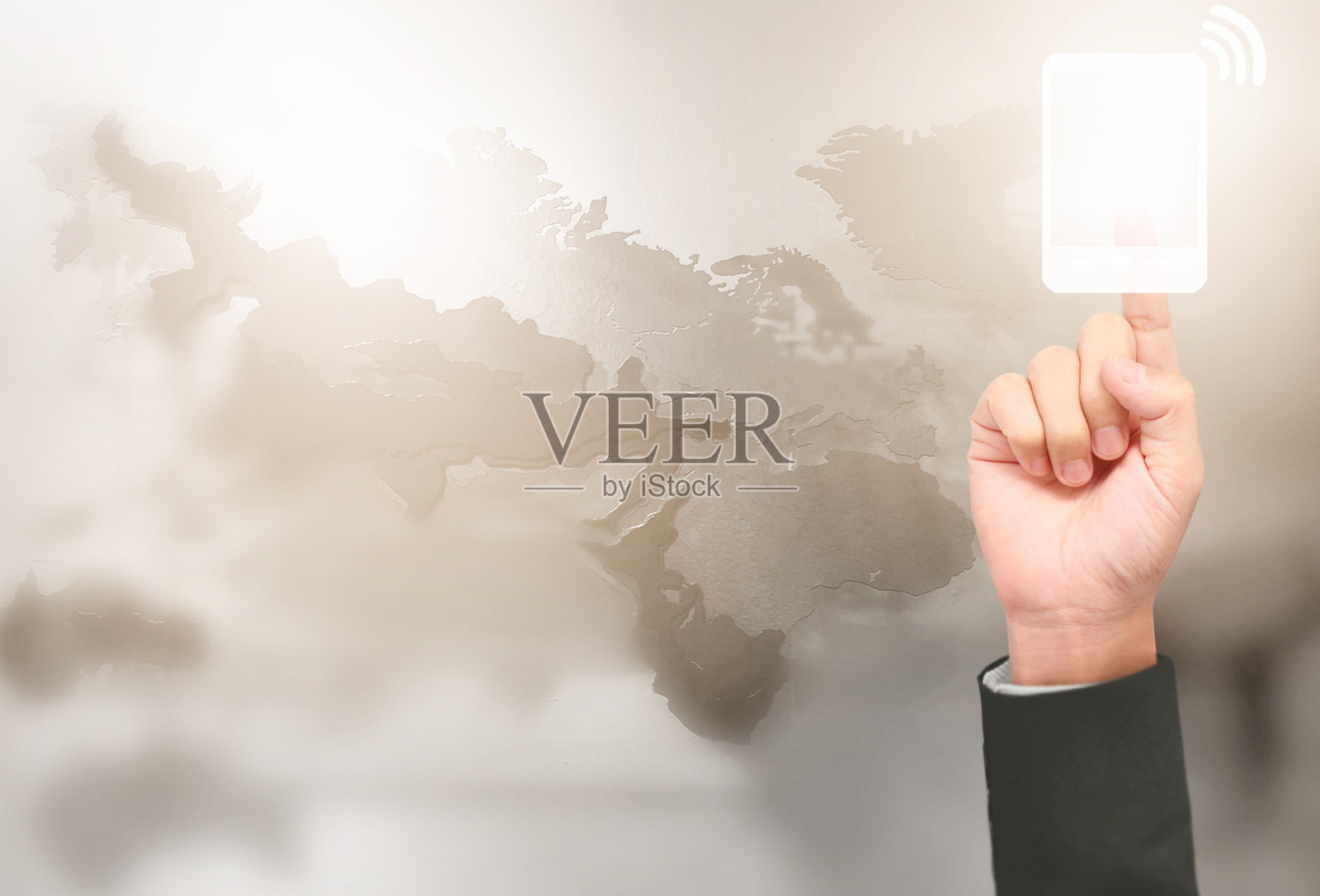 商家手触网络连接照片摄影图片