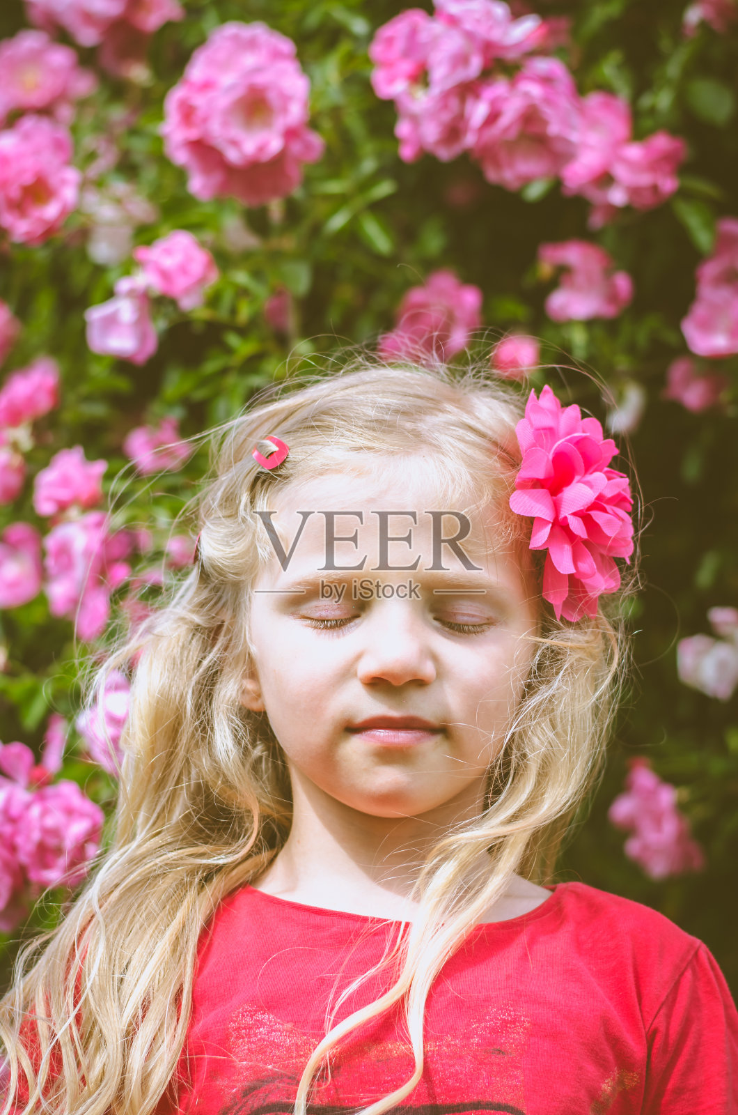 女孩与长长的金发肖像照片摄影图片