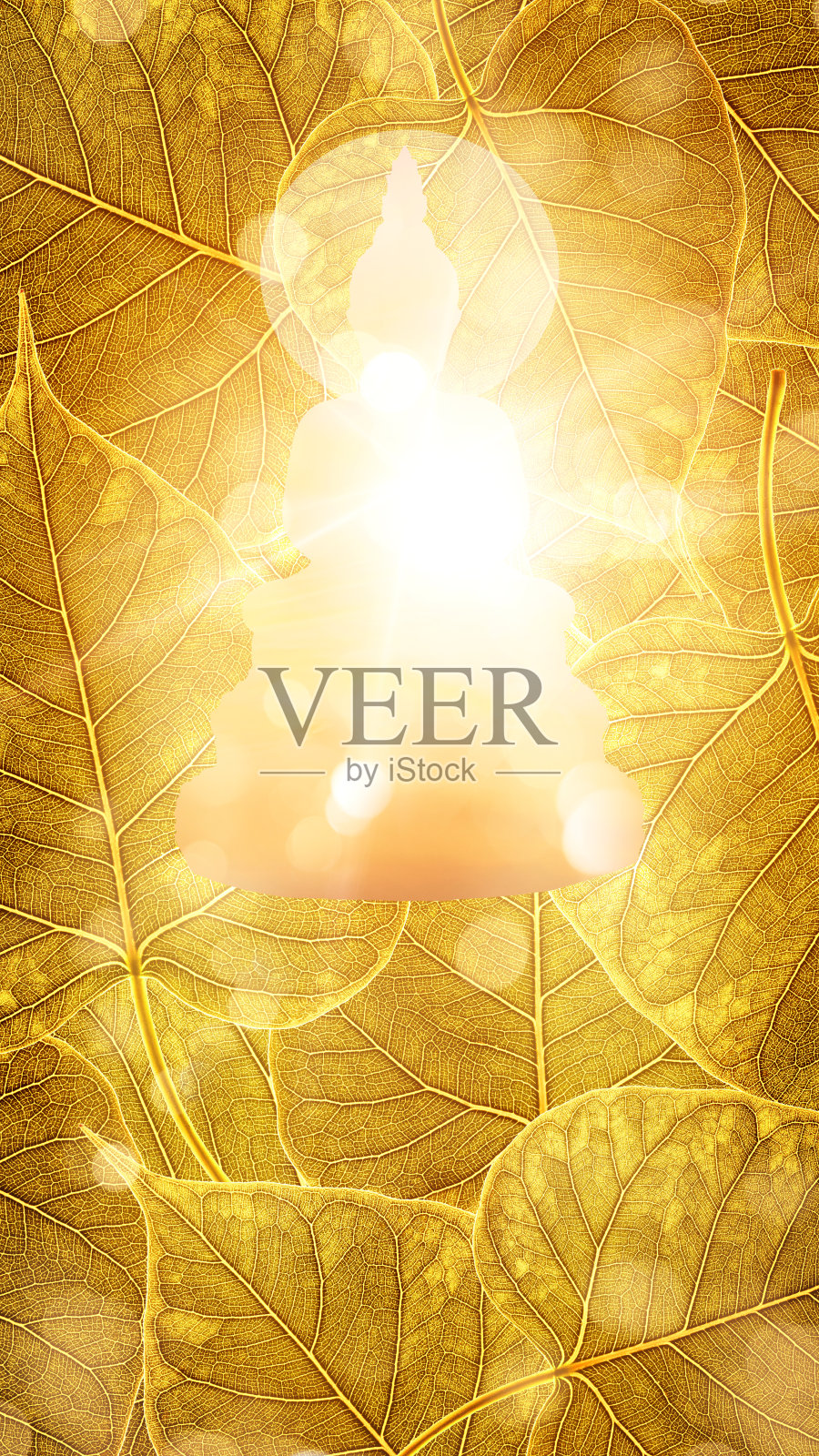 佛像坐背金箔双曝光或剪影设计照片摄影图片