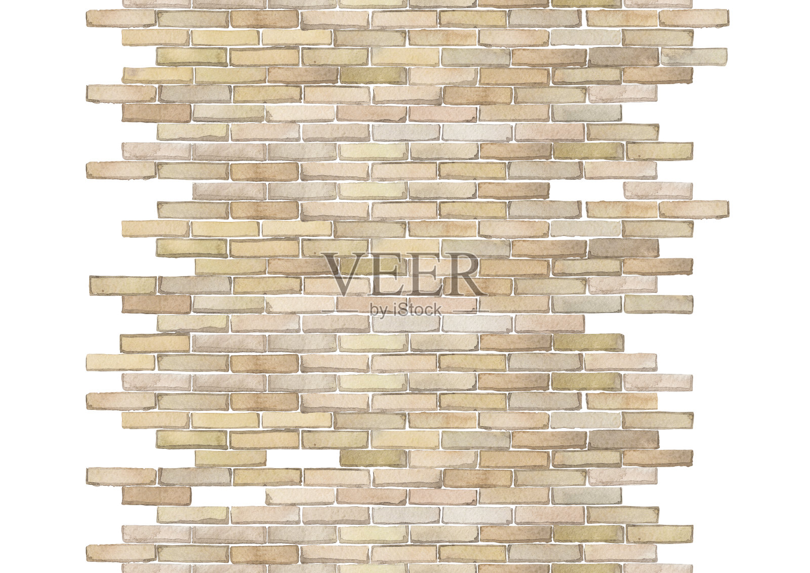 水彩砖墙孤立的白色背景插画图片素材