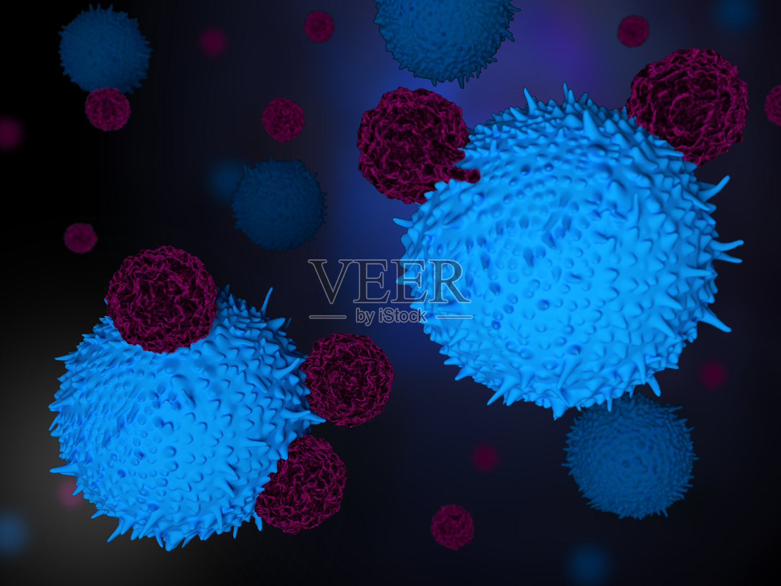 T细胞攻击癌细胞照片摄影图片