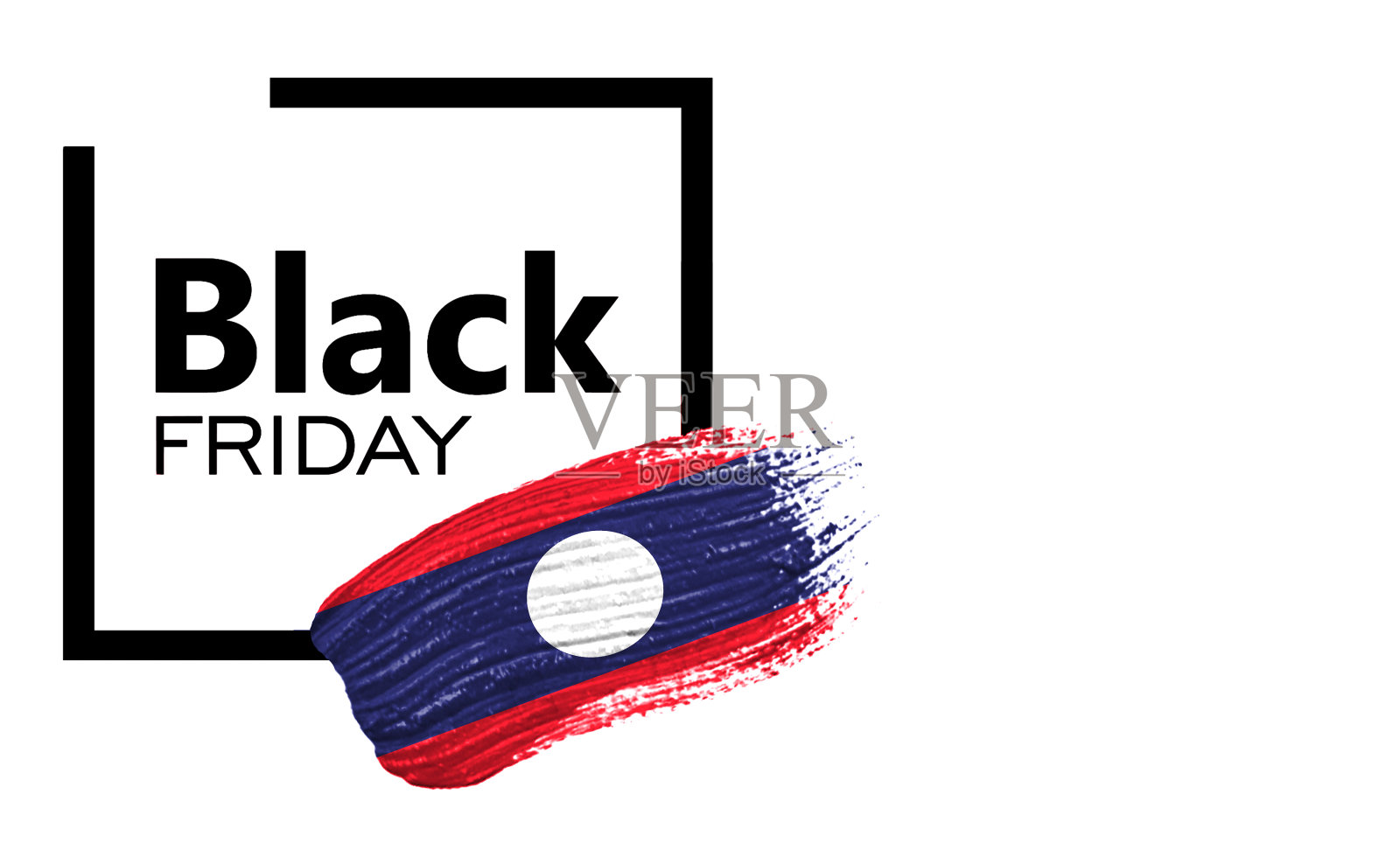 黑色星期五购物促销概念。可以作为一个设计师的模型。画上老挝国旗照片摄影图片