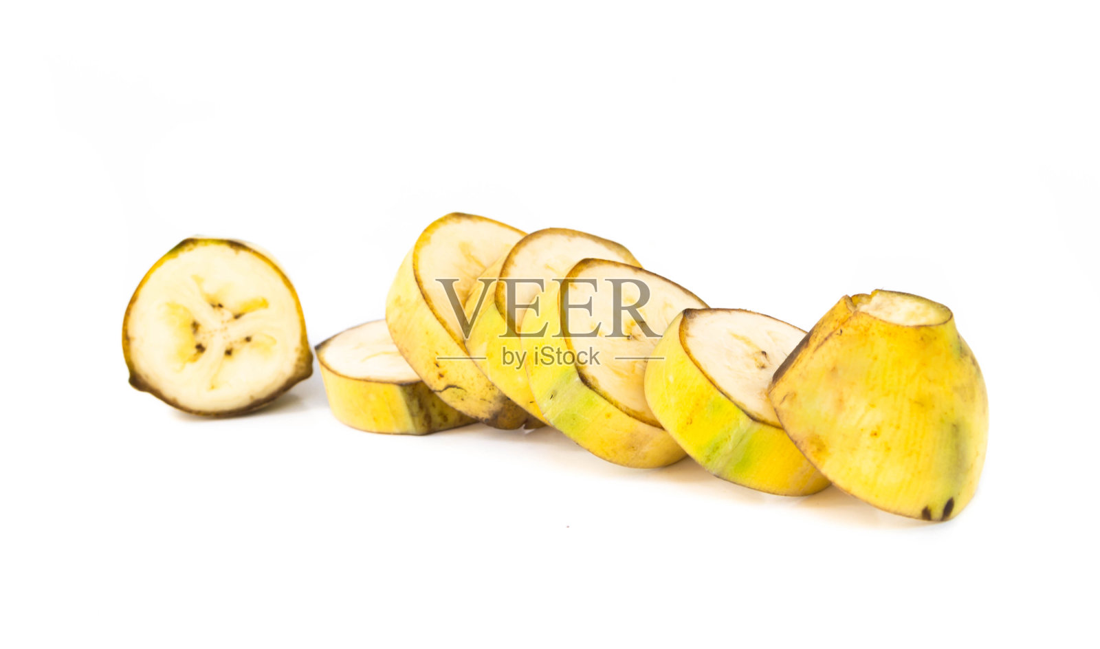 栽培香蕉片在白色的背景照片摄影图片