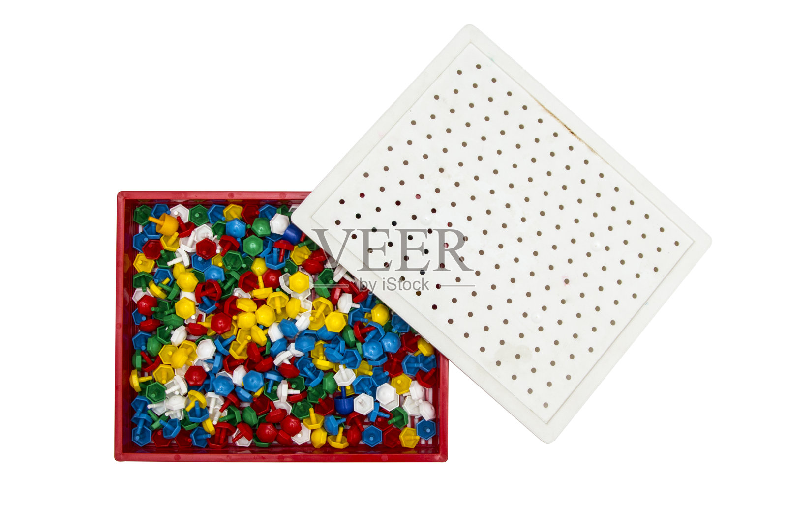 白色背景上的儿童玩具设计师照片摄影图片